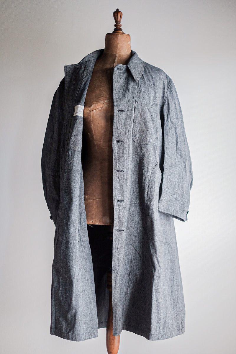 [~ 50's] French Vintage PTT Black Chambray Atelier Coat "Dead Stock"