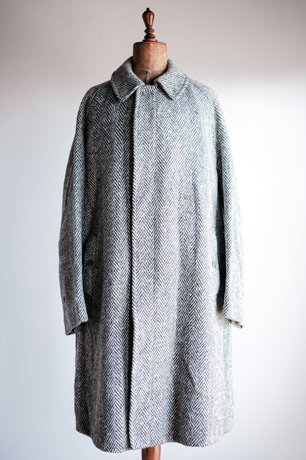 ［~80's］Vintage Burberry's Single Raglan HBT Wool Balmacaan Coat Size.44R "HESPEN MODE-SPORT BREMEN. 別注"