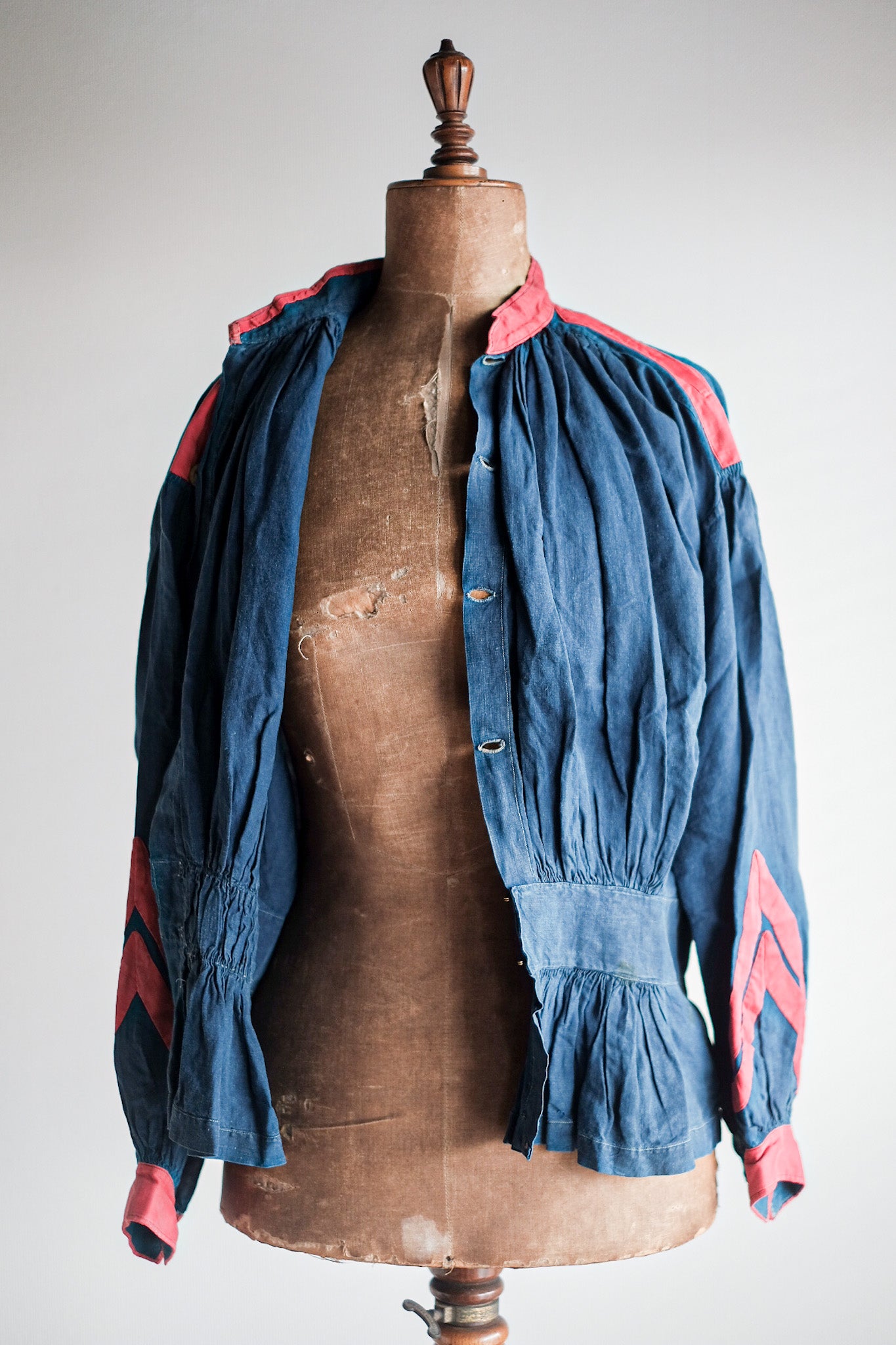 ［Late 19th C］French Antique Indigo Linen Fireman Bourgeron Jacket