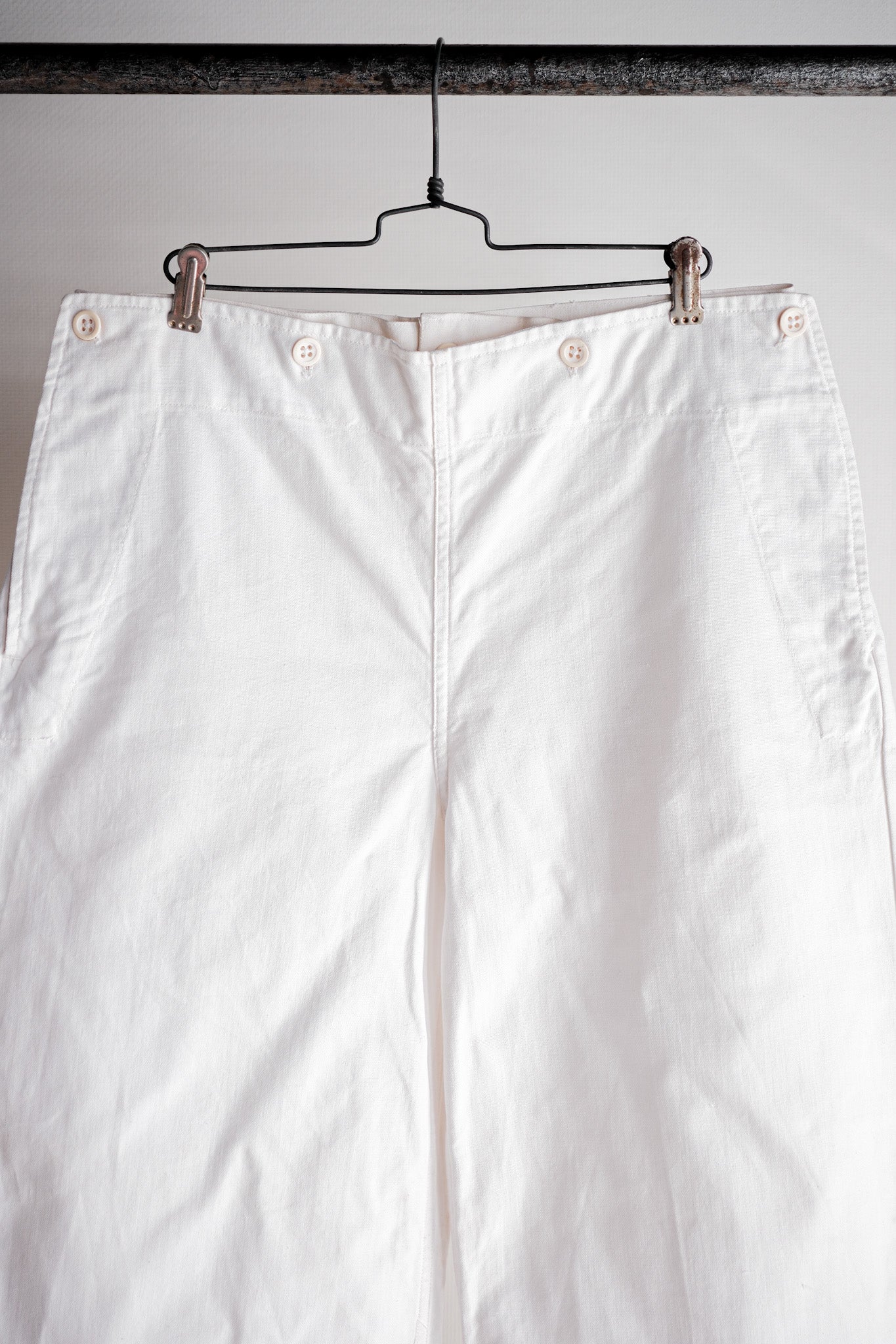 50's] French Navy White Linen Sailor Pants 