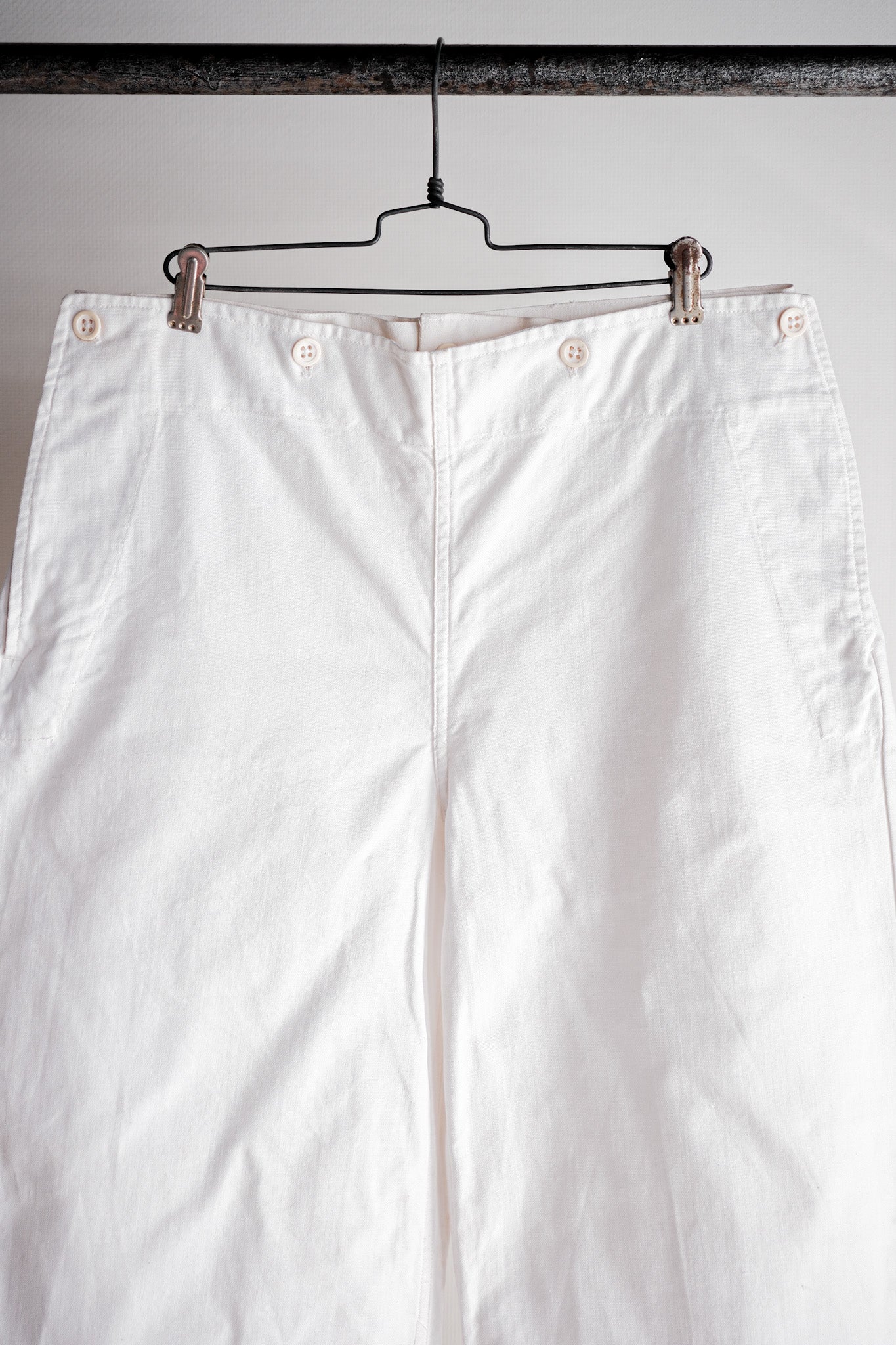 ［~50's］French Navy White Linen Sailor Pants "Dead Stock"