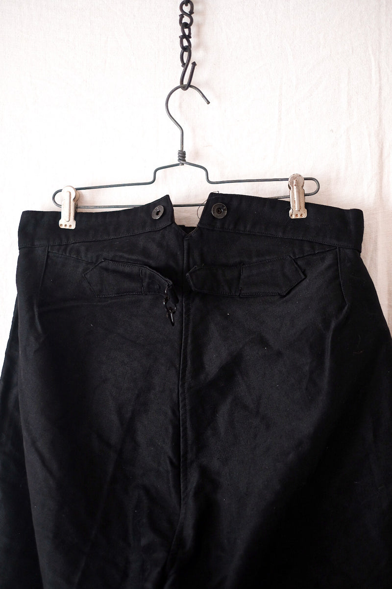 【~30's】French Vintage Black Moleskin Work Pants "Dead Stock"
