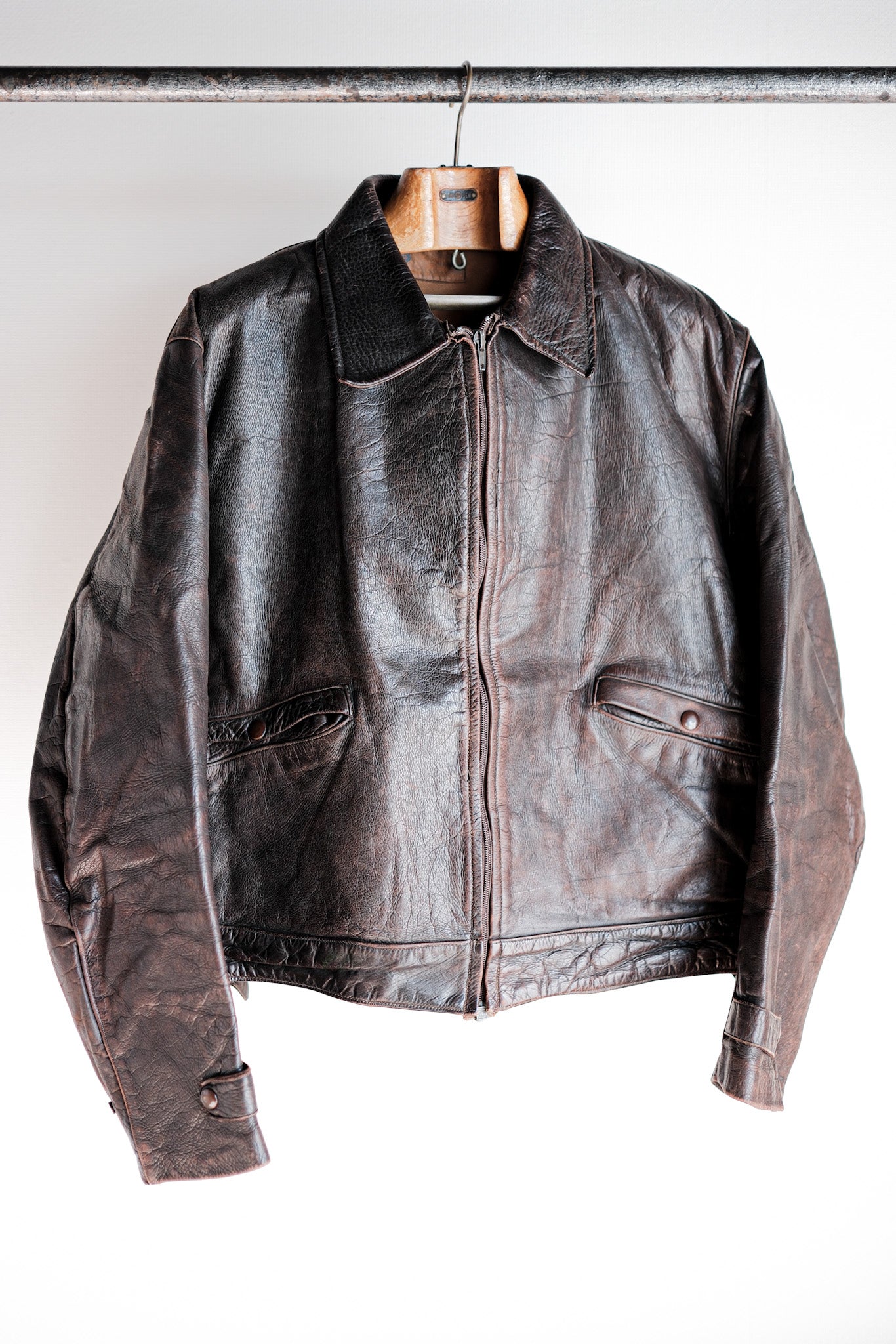 【~40's】Australia Vintage Zip Up Leather Jacket