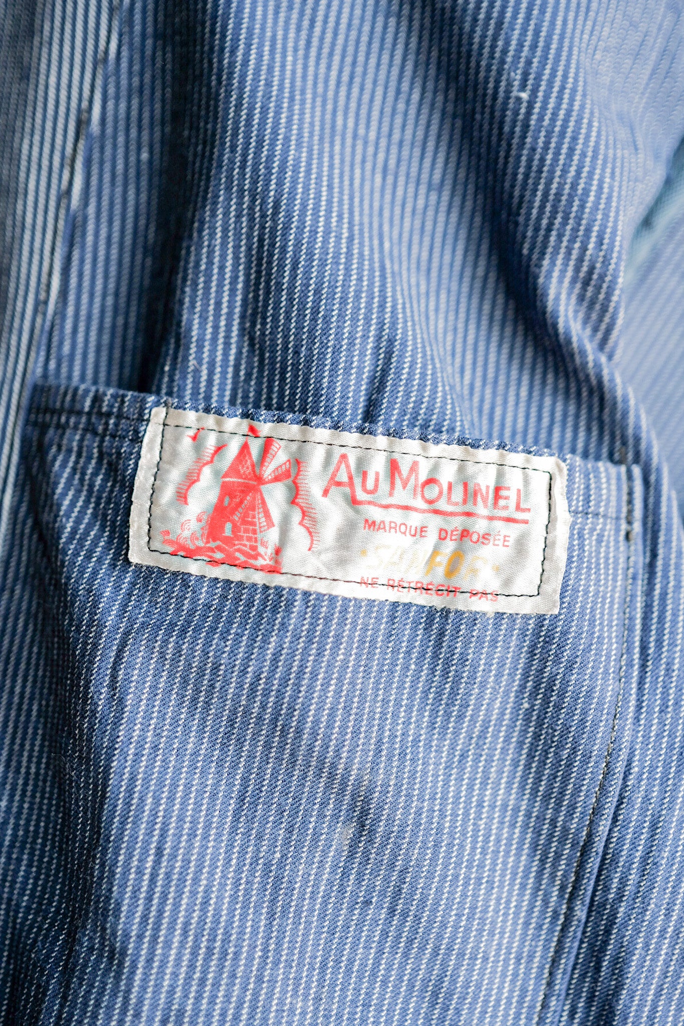 【~60's】French Vintage Cotton Striped Work Jacket "AU MOLINEL"