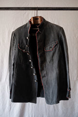 【~10's】French Vintage Black Linen HBT Fireman Jacket