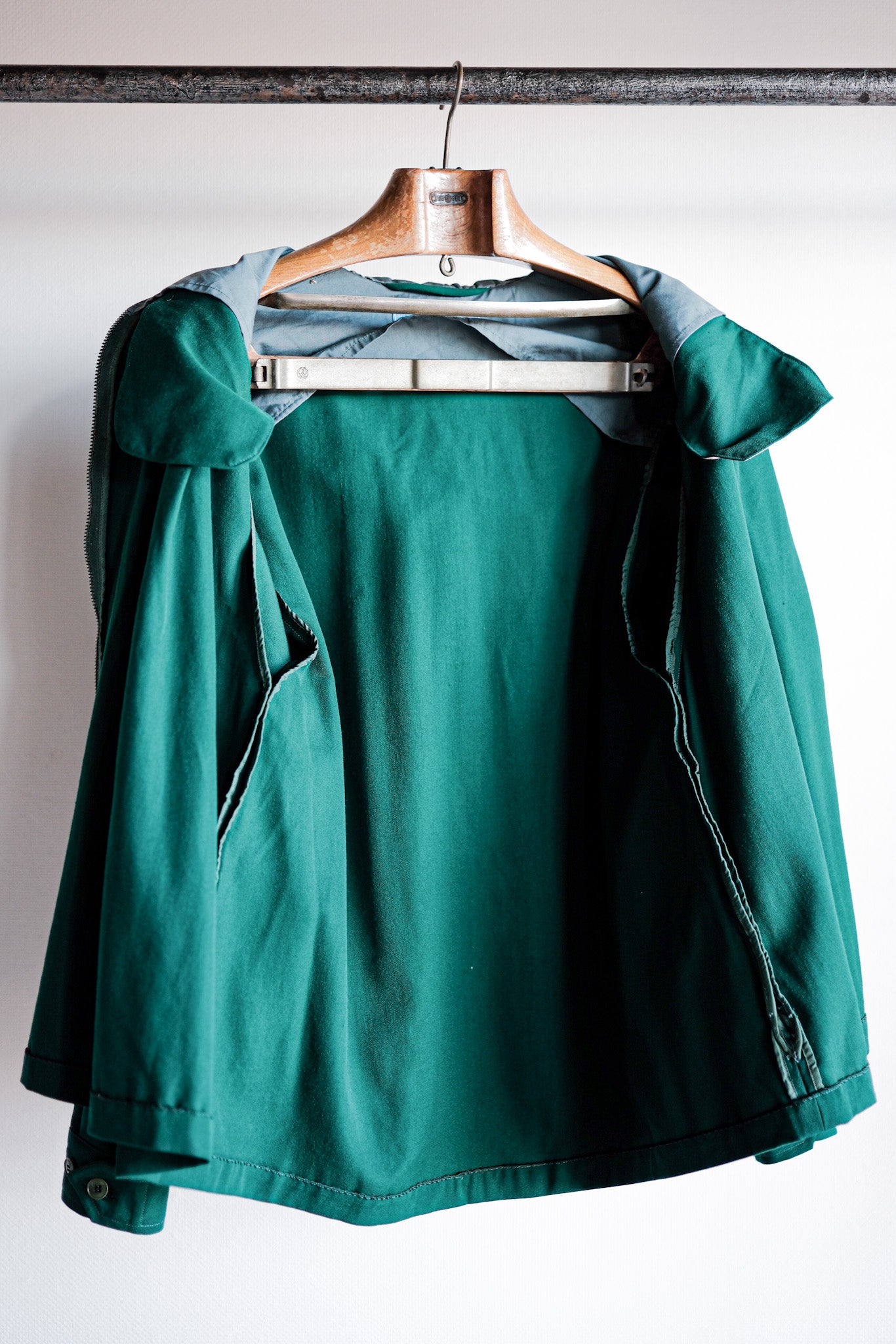 ［~50's］French Vintage Green Wool Rayon Hooded Jacket "Dead Stock"