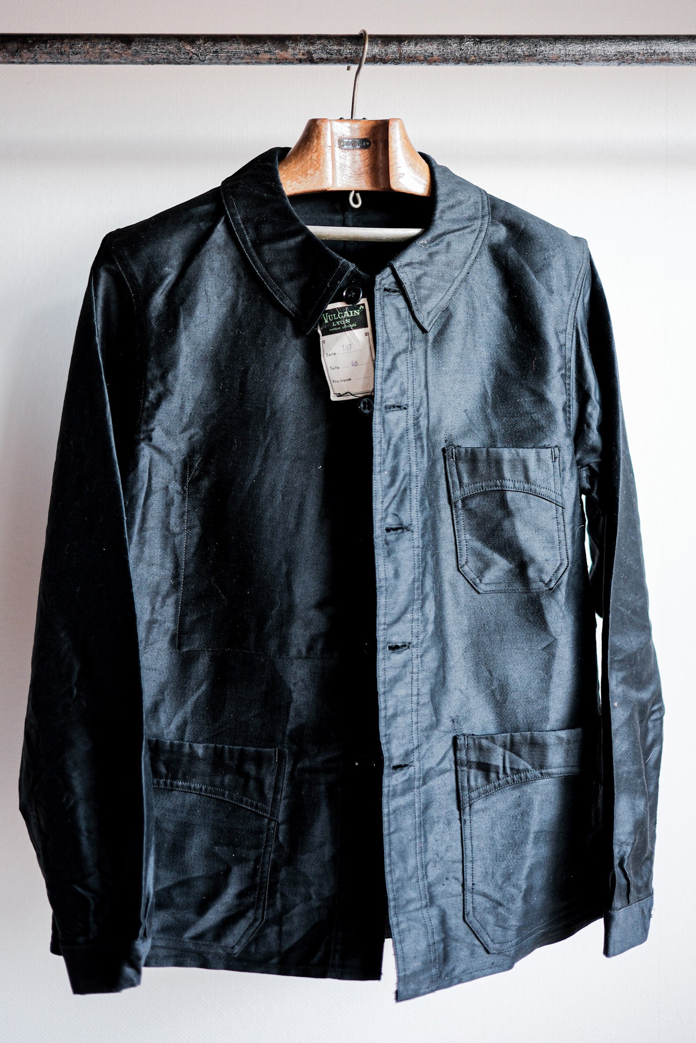 ［~40's］French Vintage Black Light Moleskin Work Jacket "Vulcain" "Dead Stock"