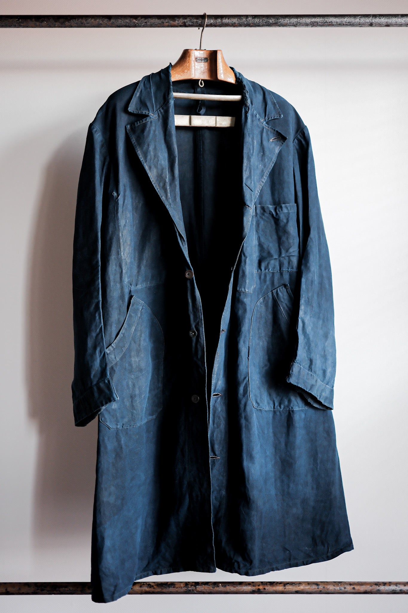 [20日早期]法國古董靛藍亞麻布尼農外套