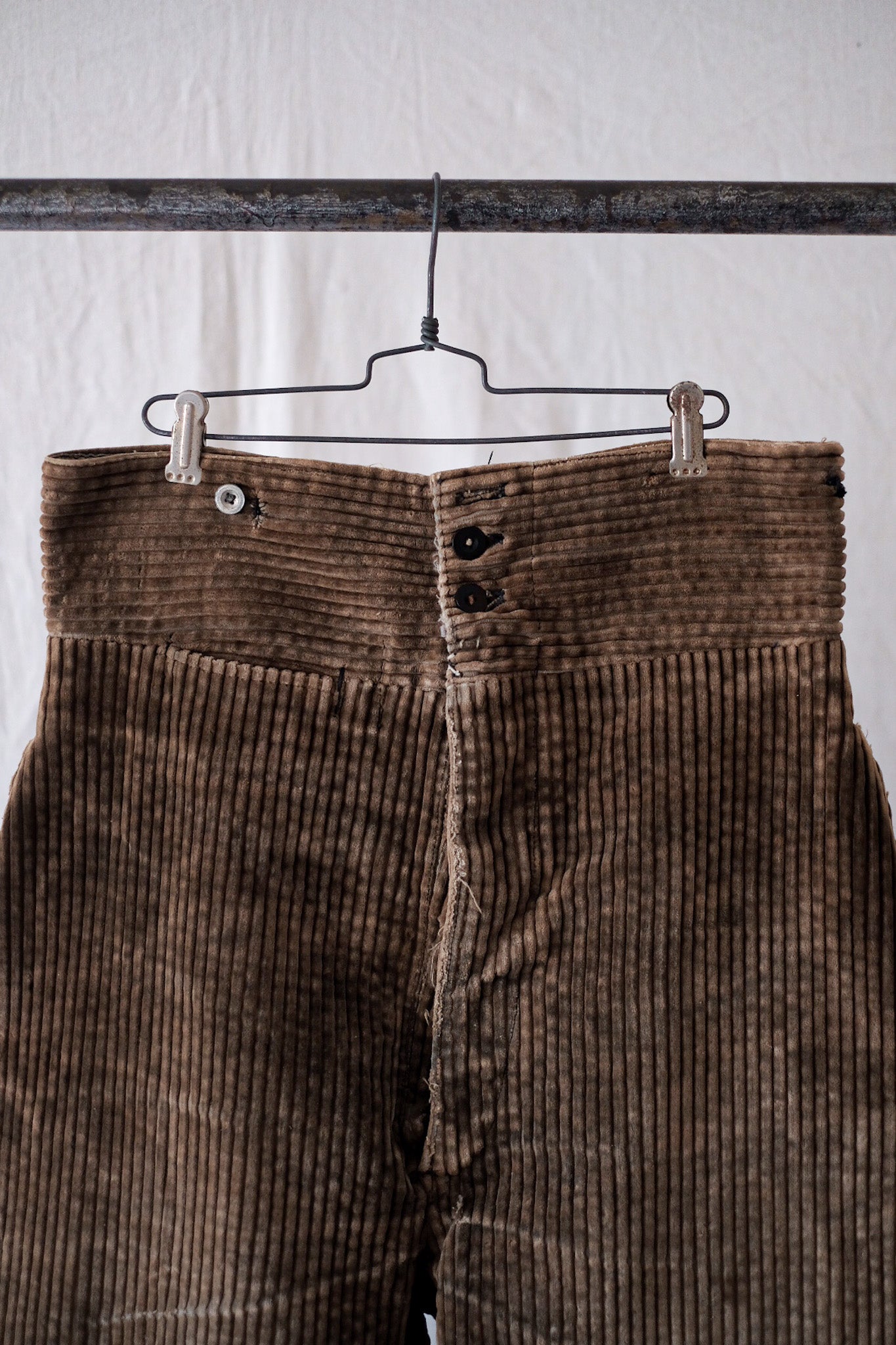 [〜30年代]法國復古棕色燈芯絨工作褲“ Adolphe Lafont”