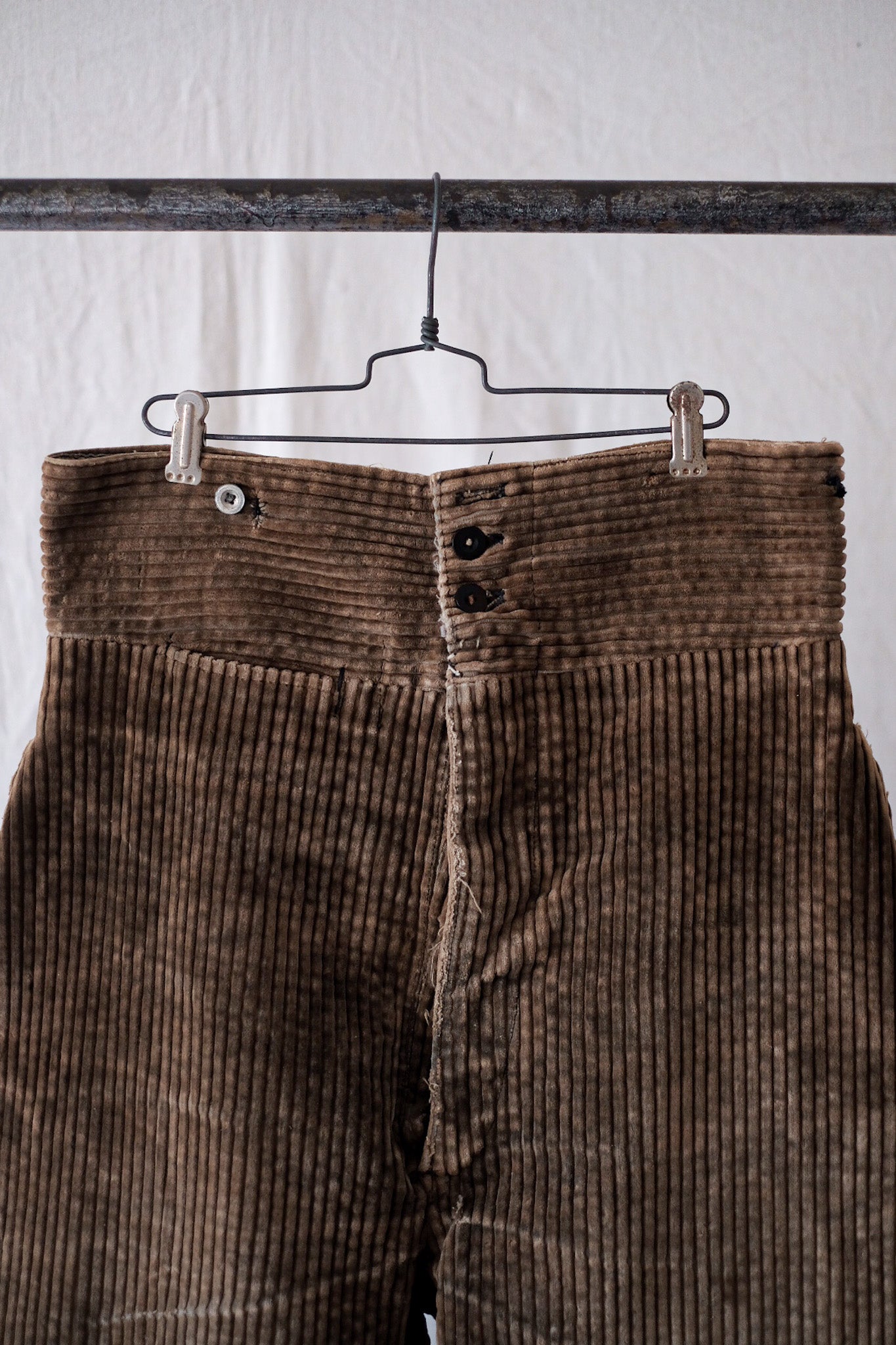 [~ 30's] Pantalon de travail en velours côtelé brun vintage "Adolphe Lafont"