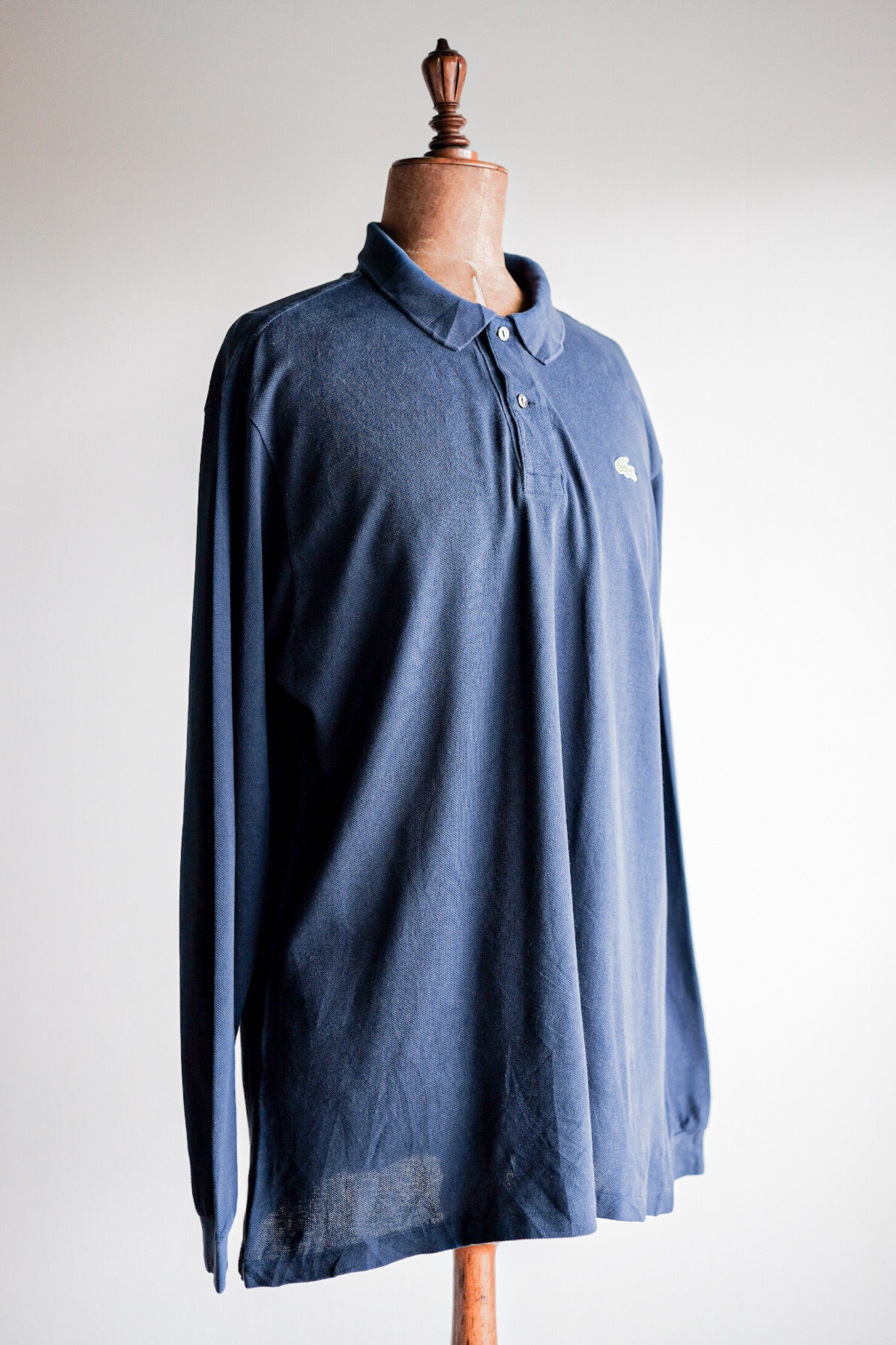 [〜80年代]顏料Lacoste l/s polo襯衫尺寸。6“海軍”