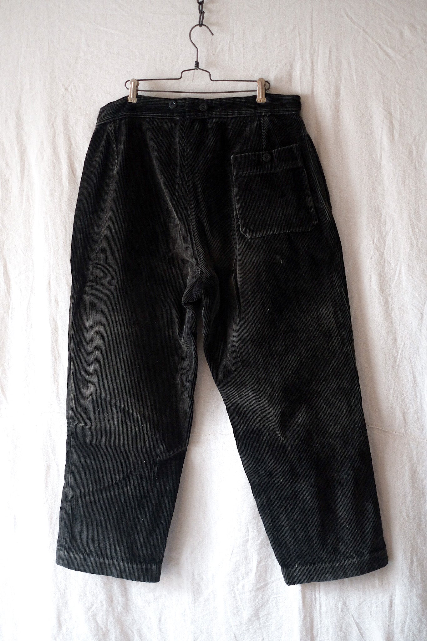 【~40's】French Vintage "Le Mont St. Michel" Black Corduroy Work Pants