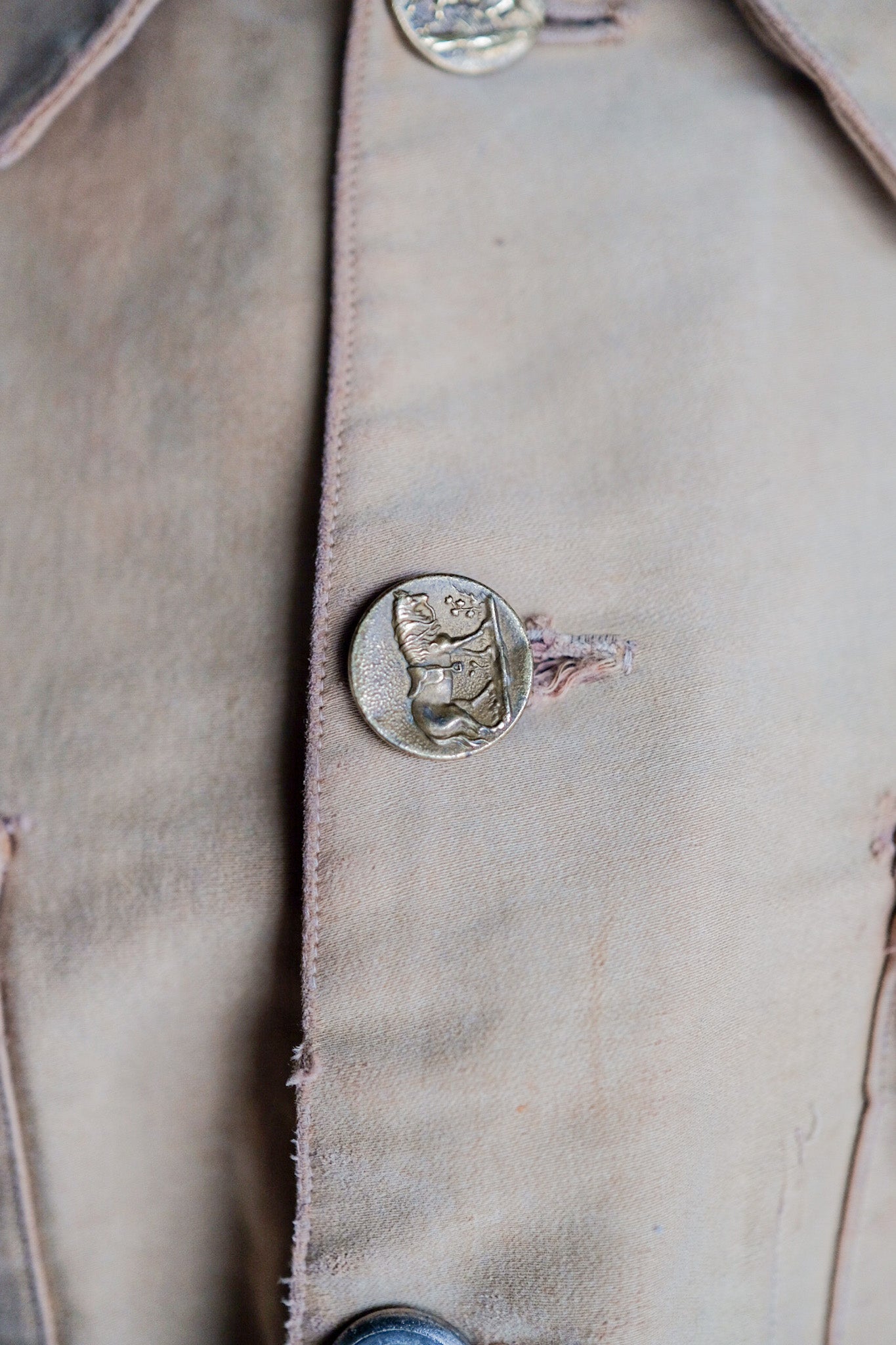 ［~30's］French Vintage Moleskin Hunting Jacket With Chin Strap