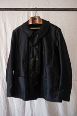 【~30's】French Vintage Double Breasted Black Moleskin Work Jacket