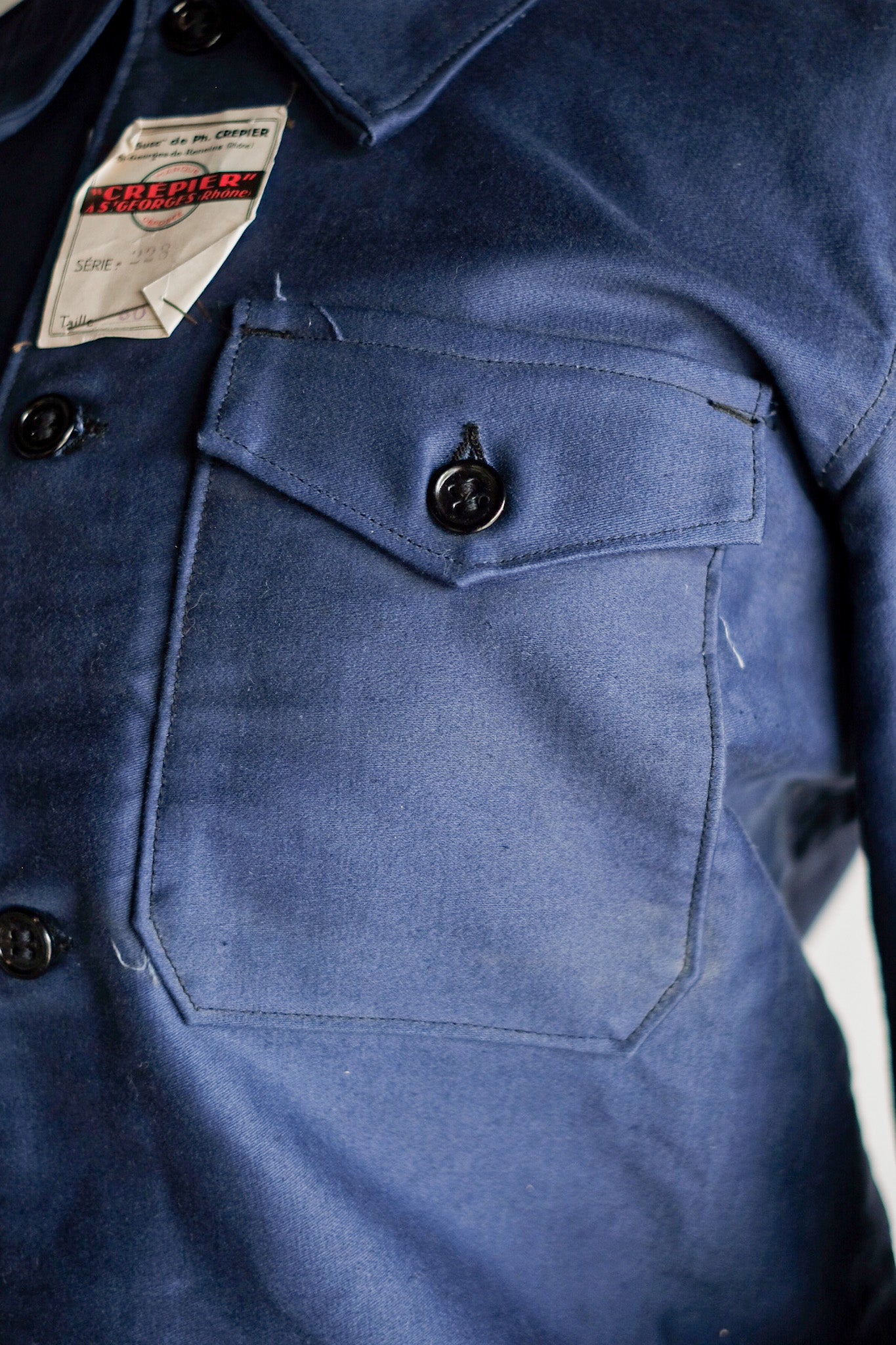 【~40's】French Vintage Blue Moleskin Cyclist Jacket "Dead Stock"