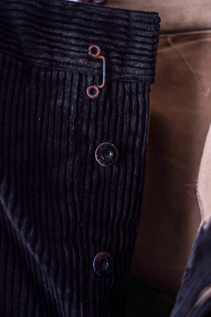 【~30's】French Vintage Dark Brown Corduroy Work Pants