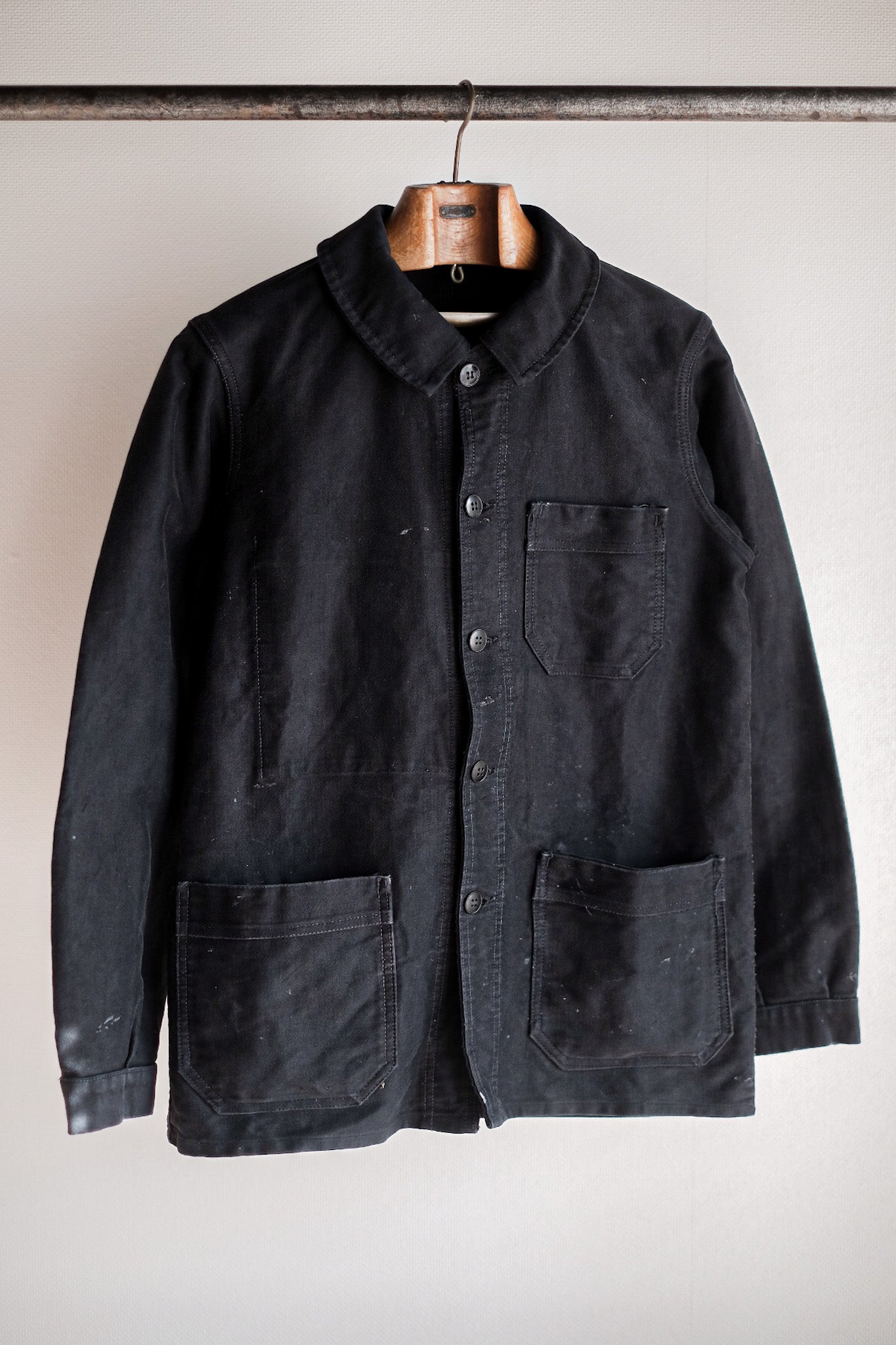 【~60's】French Vintage Black Moleskin Work Jacket