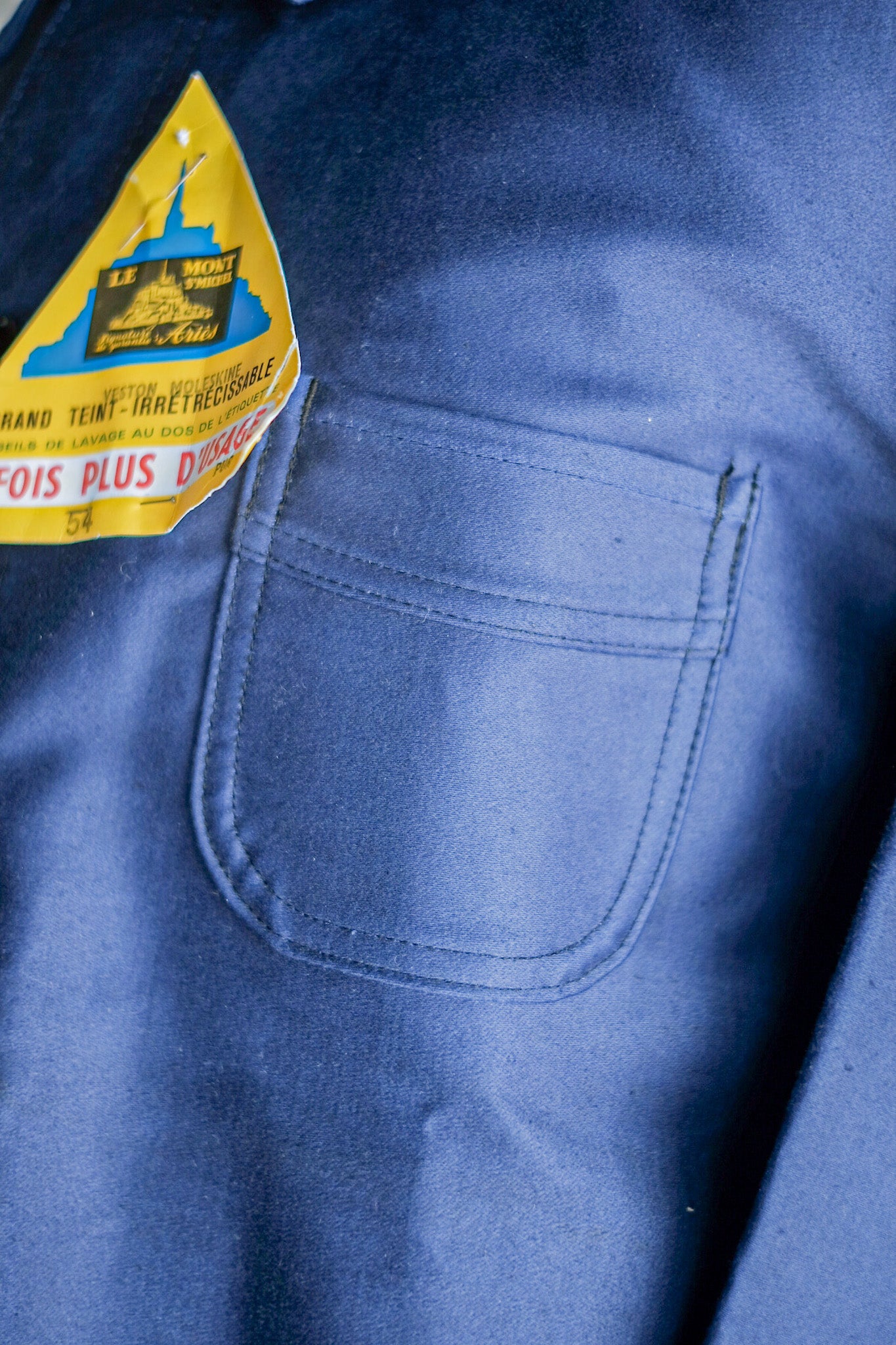 ［~50's］French Vintage Blue Moleskin Work Jacket "Le Mont St. Michel" "Dead Stock"