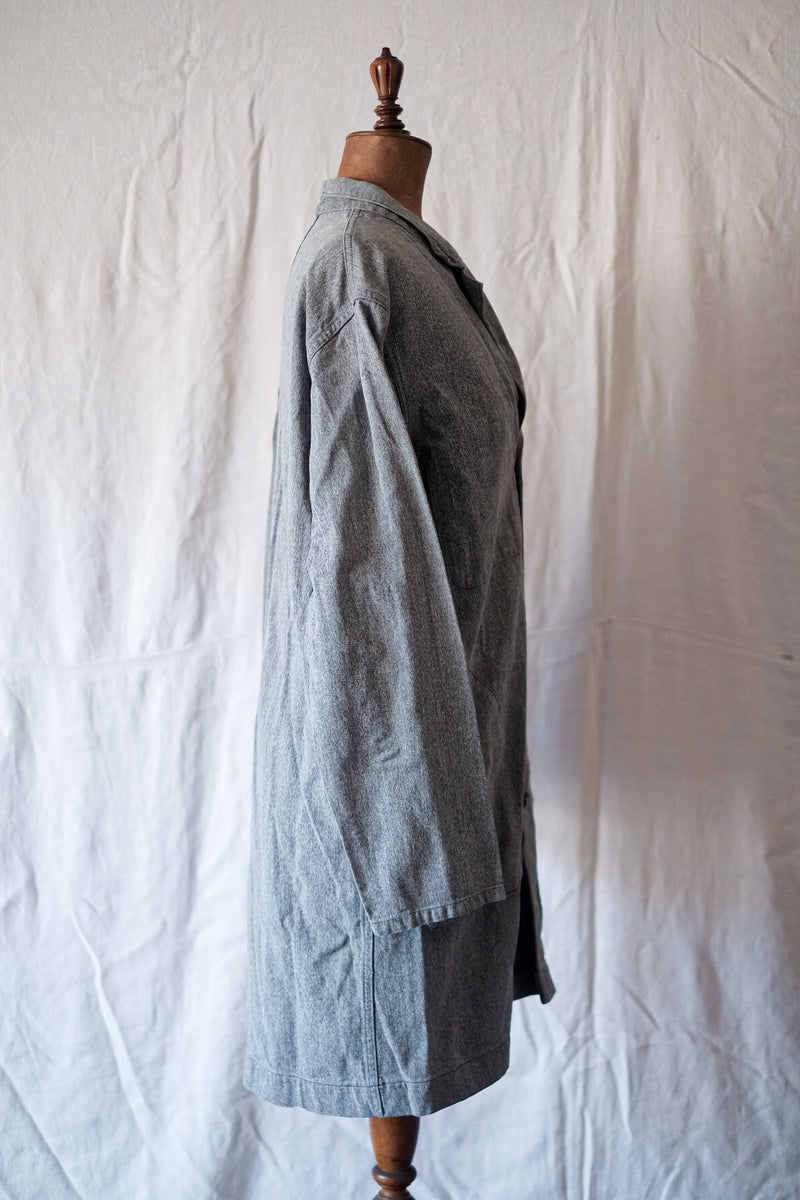[~ 50's] French Vintage Black Chambray Atelier Coat "Adolphe Lafont"