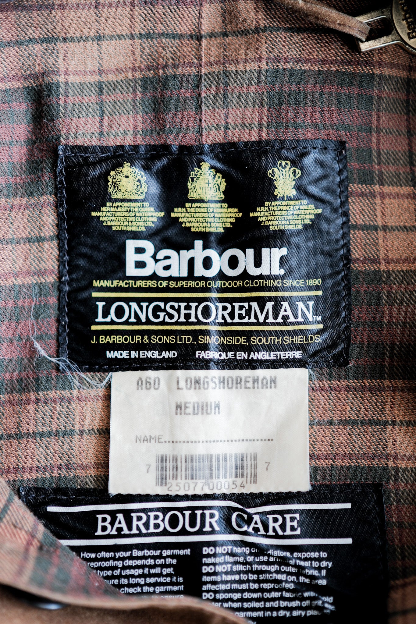 [~ 90 년대] 빈티지 바버 "Longshoreman"3 crest size.medium