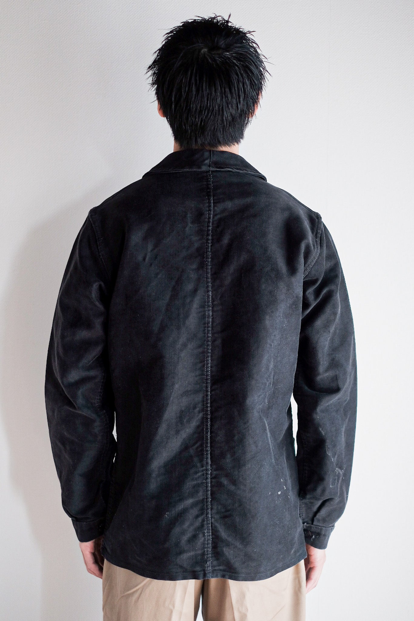 [~ 60's] French Vintage Black Moleskin Work Jacket