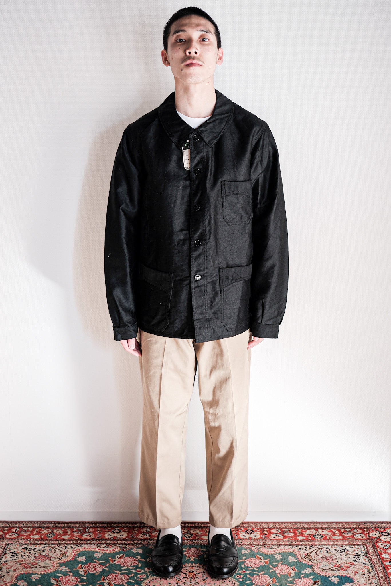 ［~40's］French Vintage Black Light Moleskin Work Jacket "Vulcain" "Dead Stock"