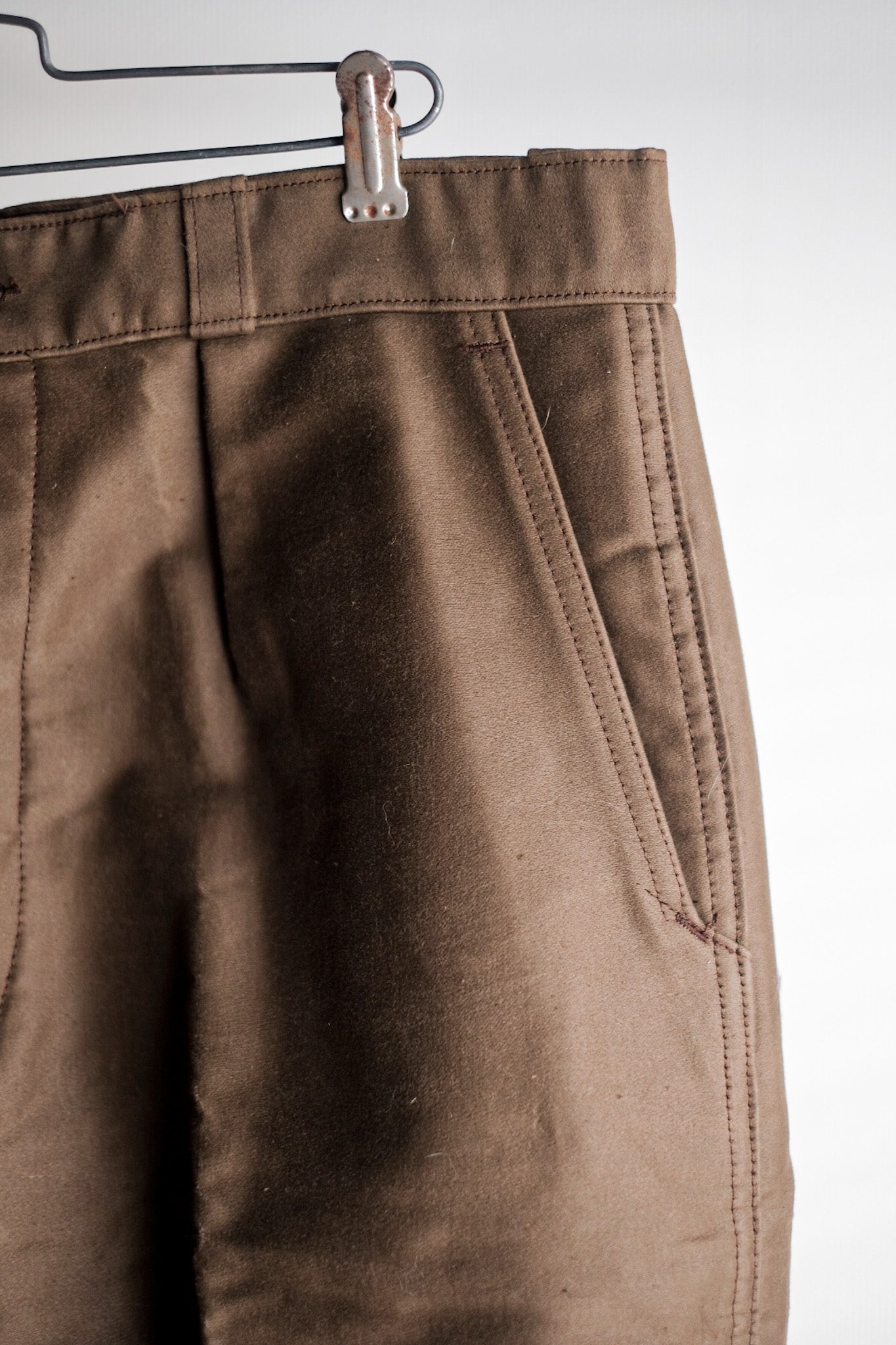 【~50's】French Vintage Brown Moleskin Work Pants "Dead Stock"