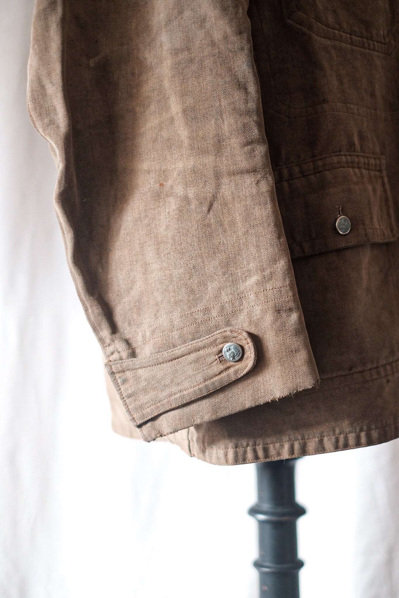 【~30's】French Vintage Brown Cotton HBT Hunting Jacket
