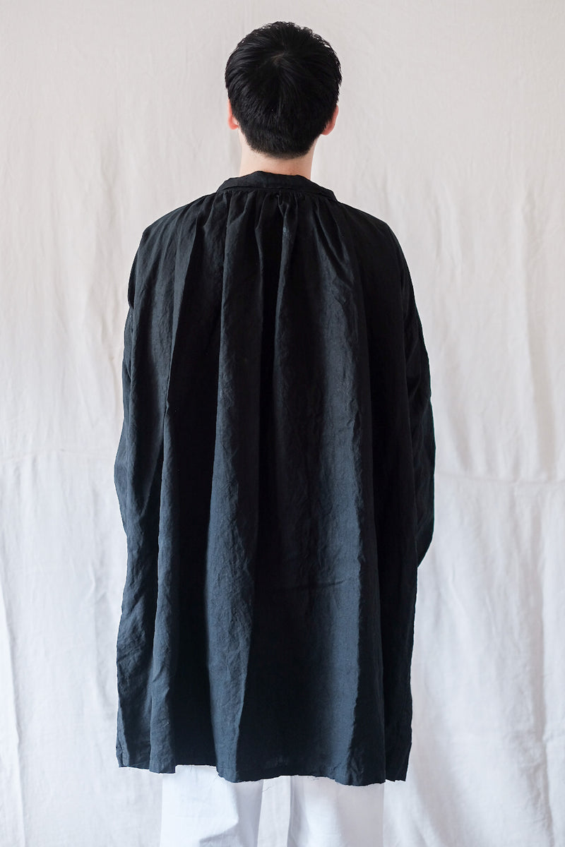 【Early 20th C】French Antique Indigo Linen Smock Open Type "Biaude"