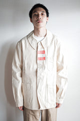【~40’s】French Vintage White Cotton HBT Work Jacket “Dead Stock”