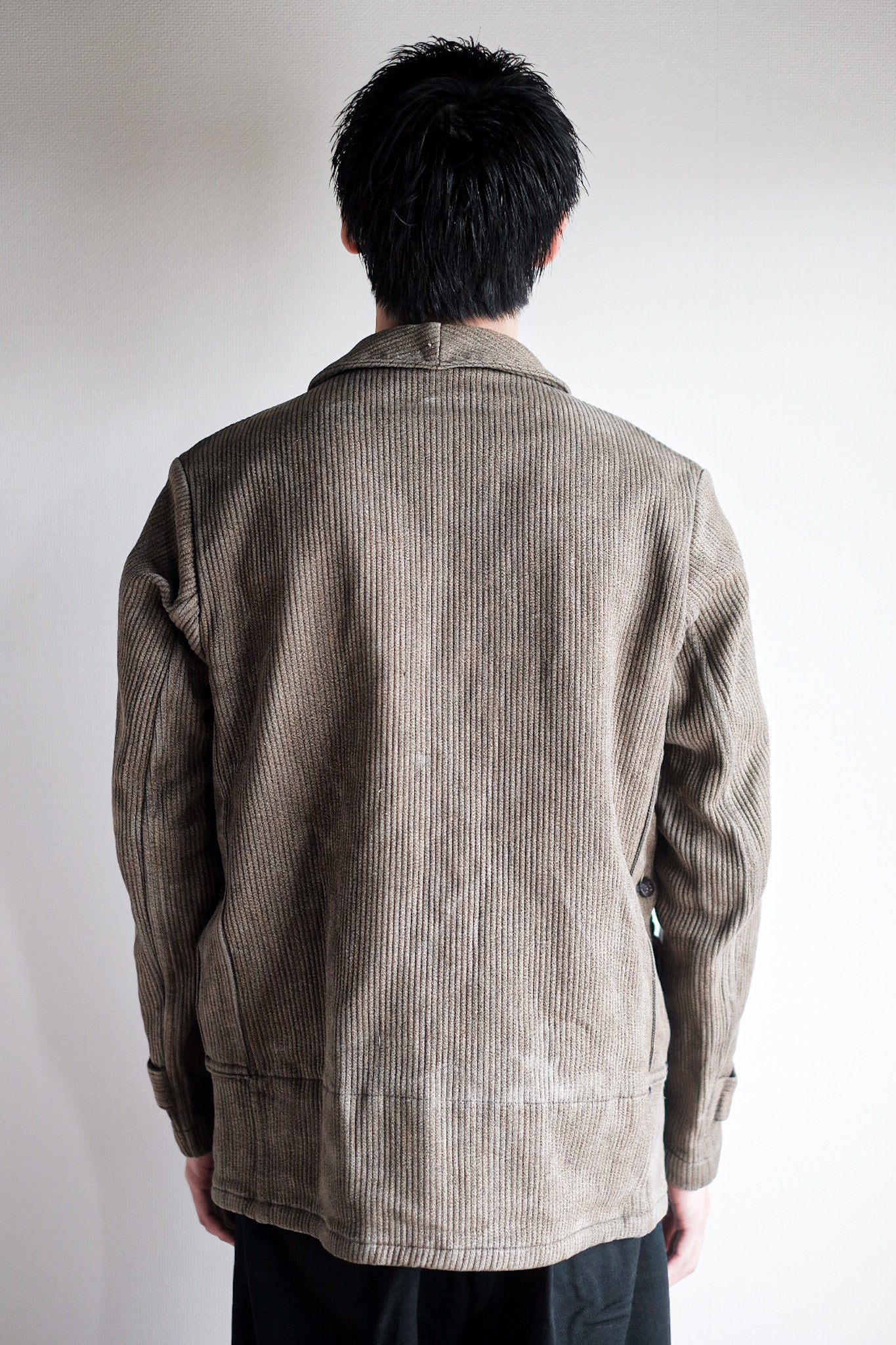 ［~40's］French Vintage Brown Salt & Pepper Cotton Pique Hunting Jacket
