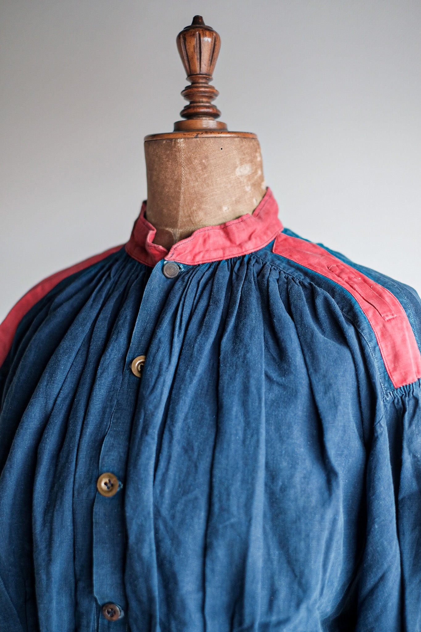 [Fin 19e C] veste de pompier en lin indigo antique française