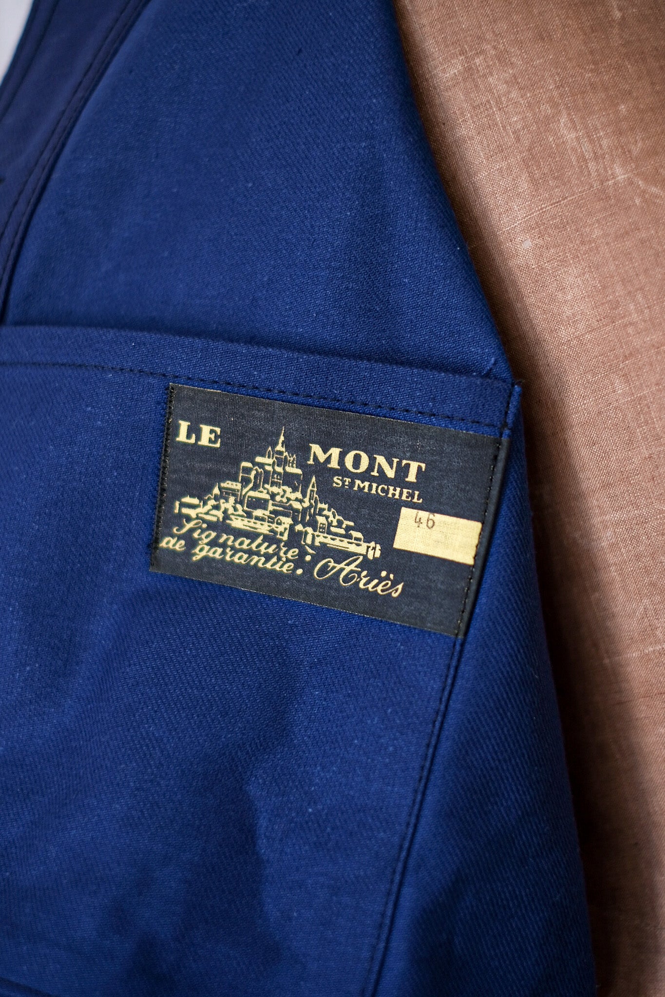 [~ 50's] แจ็คเก็ตผ้าฝ้ายสีน้ำเงินวินเทจฝรั่งเศส "le mont stock" "dead stock"