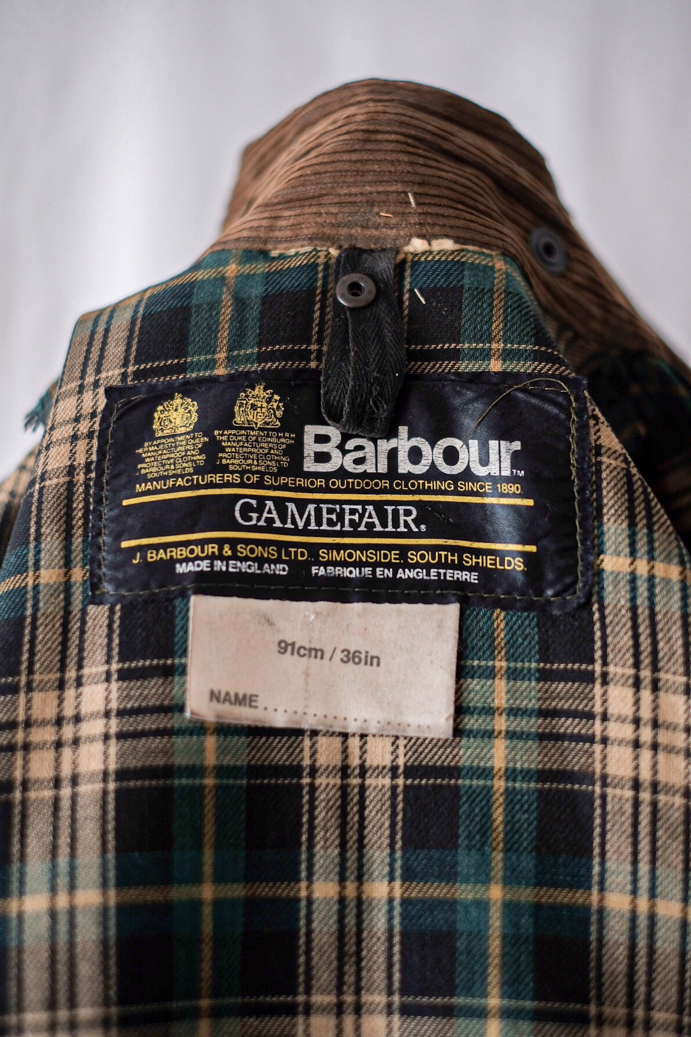 【~80's】Vintage Barbour "GAMEFAIR" 2 Crest Size.36