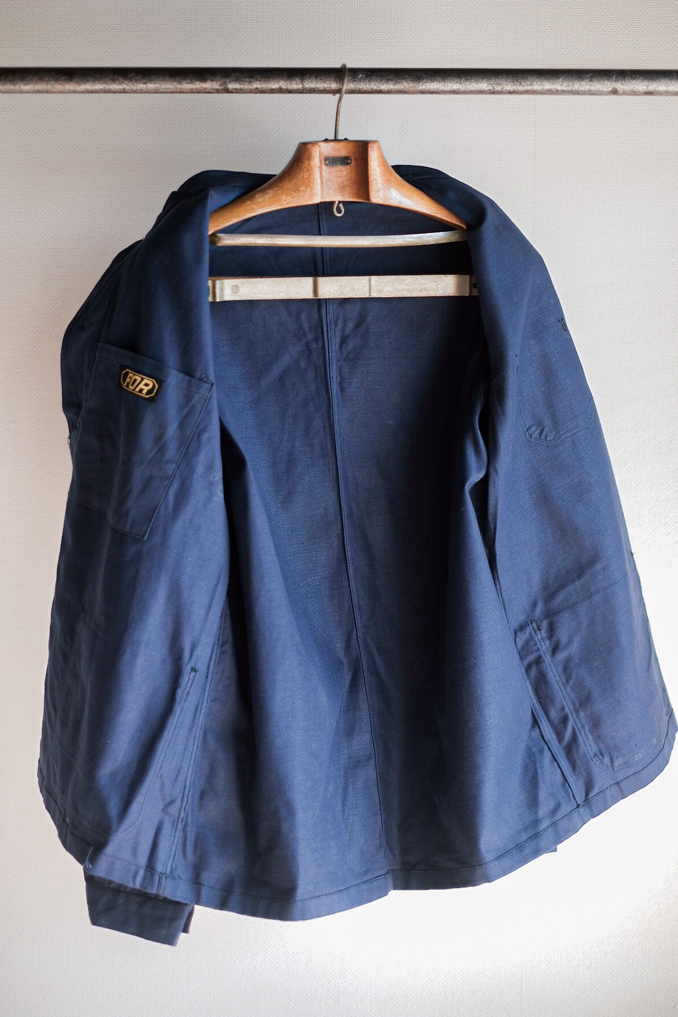 【~50's】French Vintage Blue Cotton Twill Work Jacket "Dead Stock"