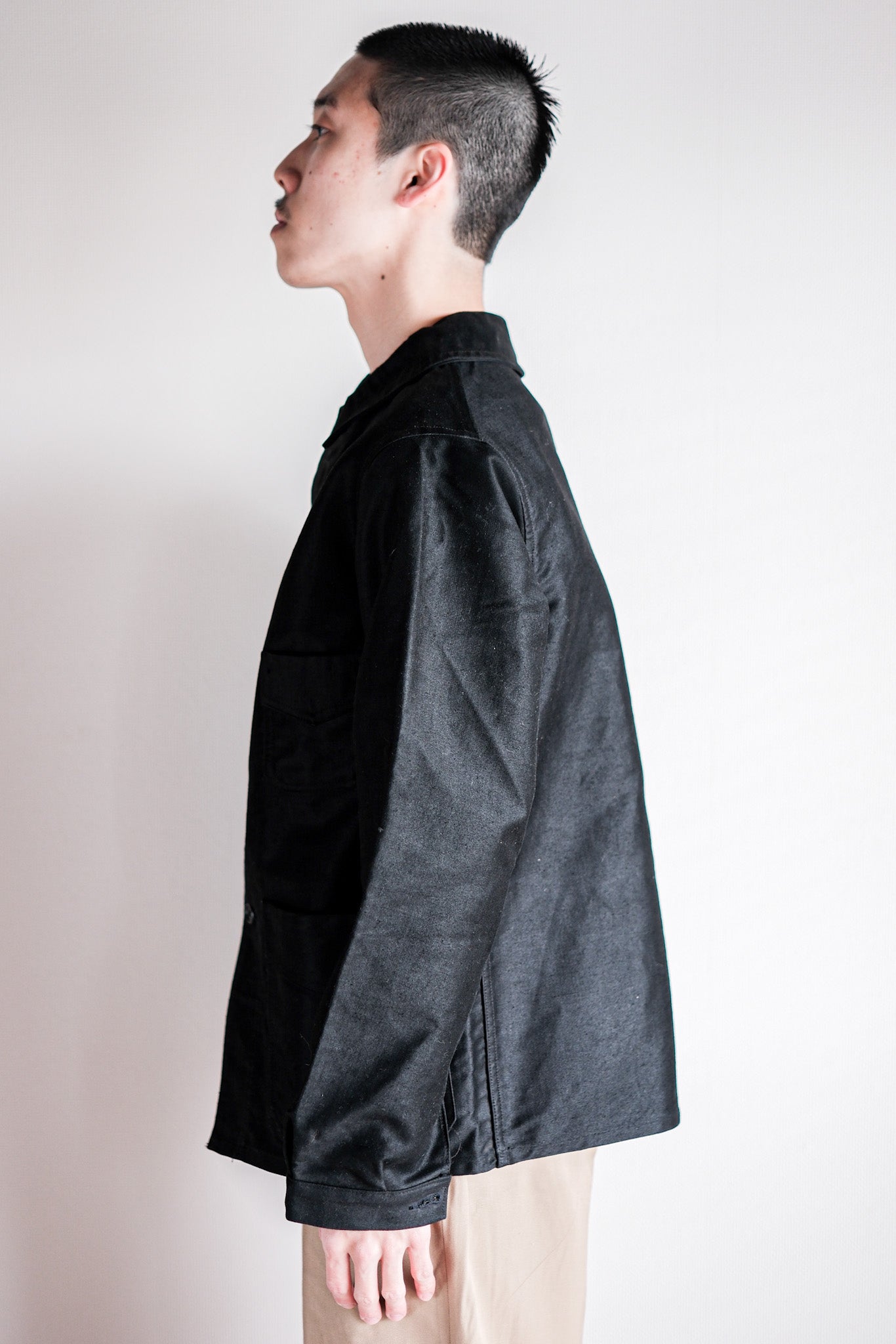 ［~50's］French Vintage Black Moleskin Work Jacket "Dead Stock"