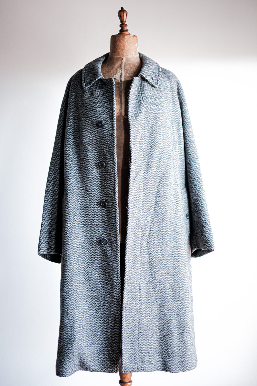 ［~90's］Vintage Burberry's Single Raglan Balmacaan Coat Size.54REG "SHETLAND TWEED"