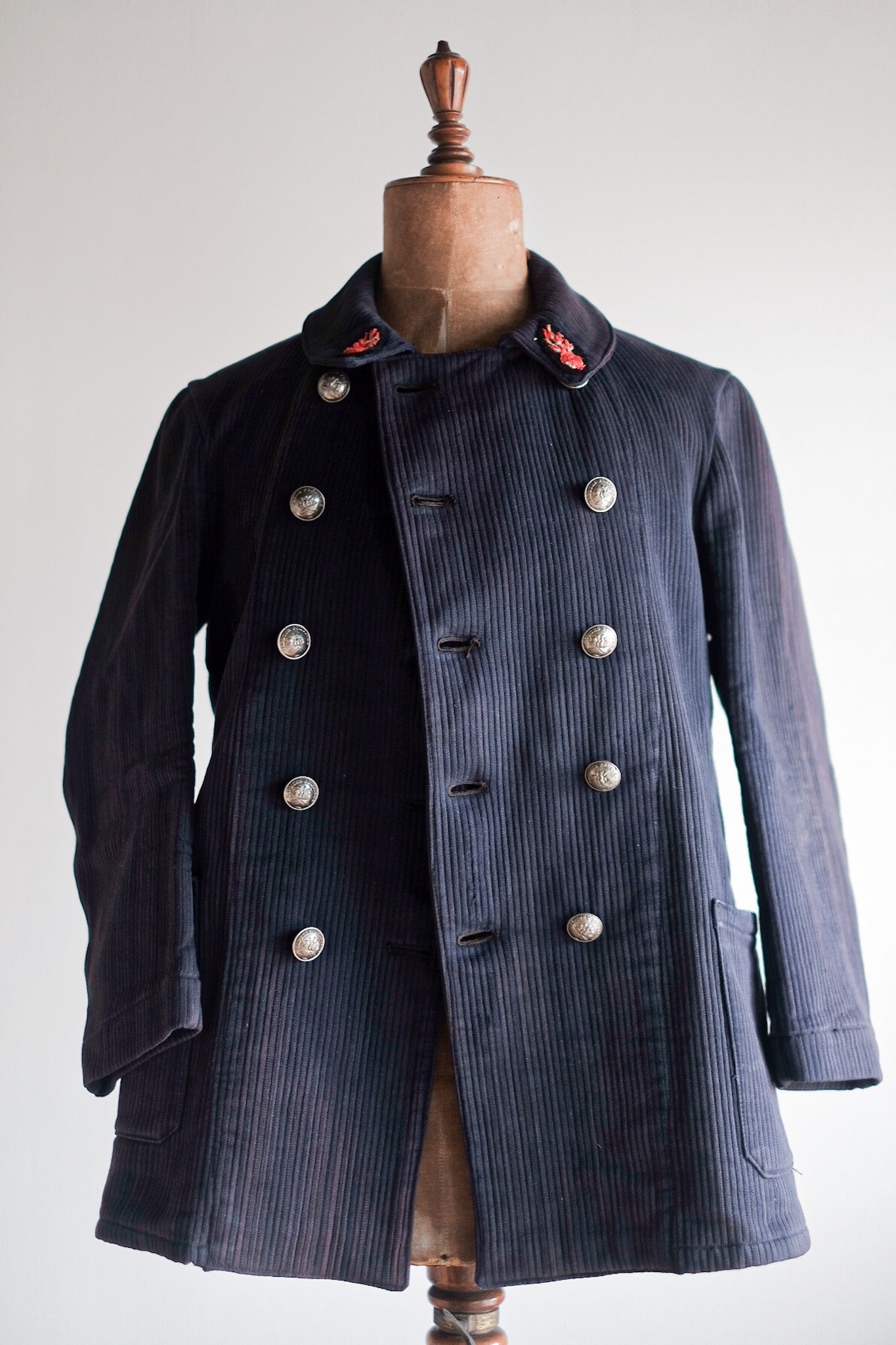 【~30's】French Vintage Cotton Pique Double Breasted Fireman Jacket