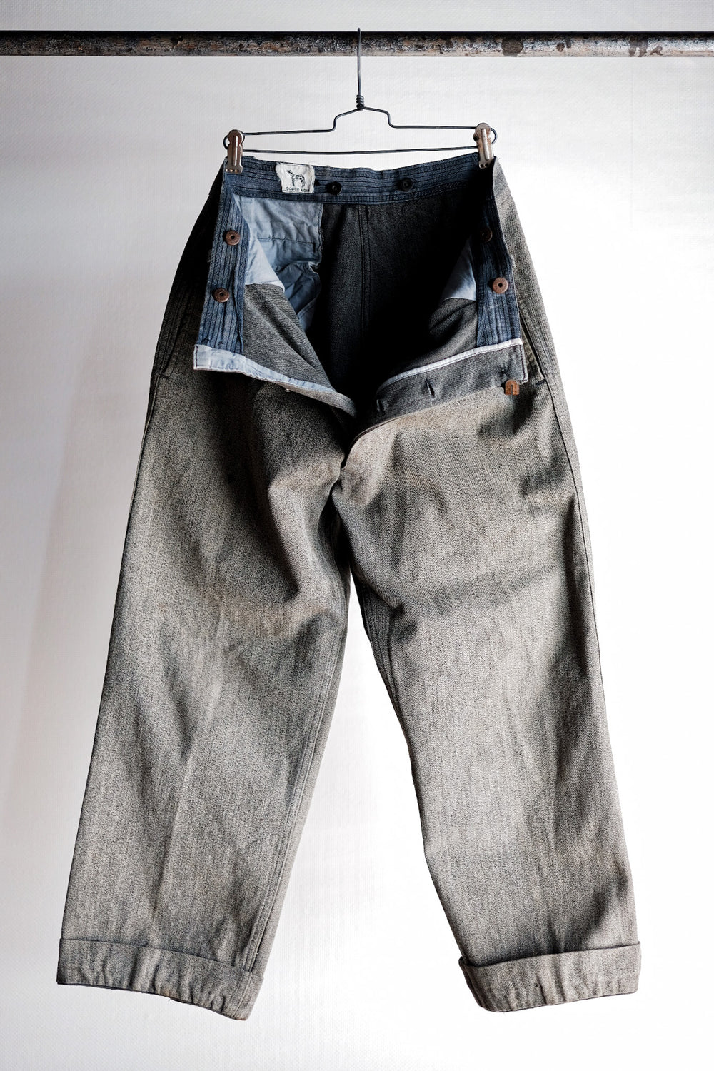 【~40's】French Vintage Black Chambray Work Pants
