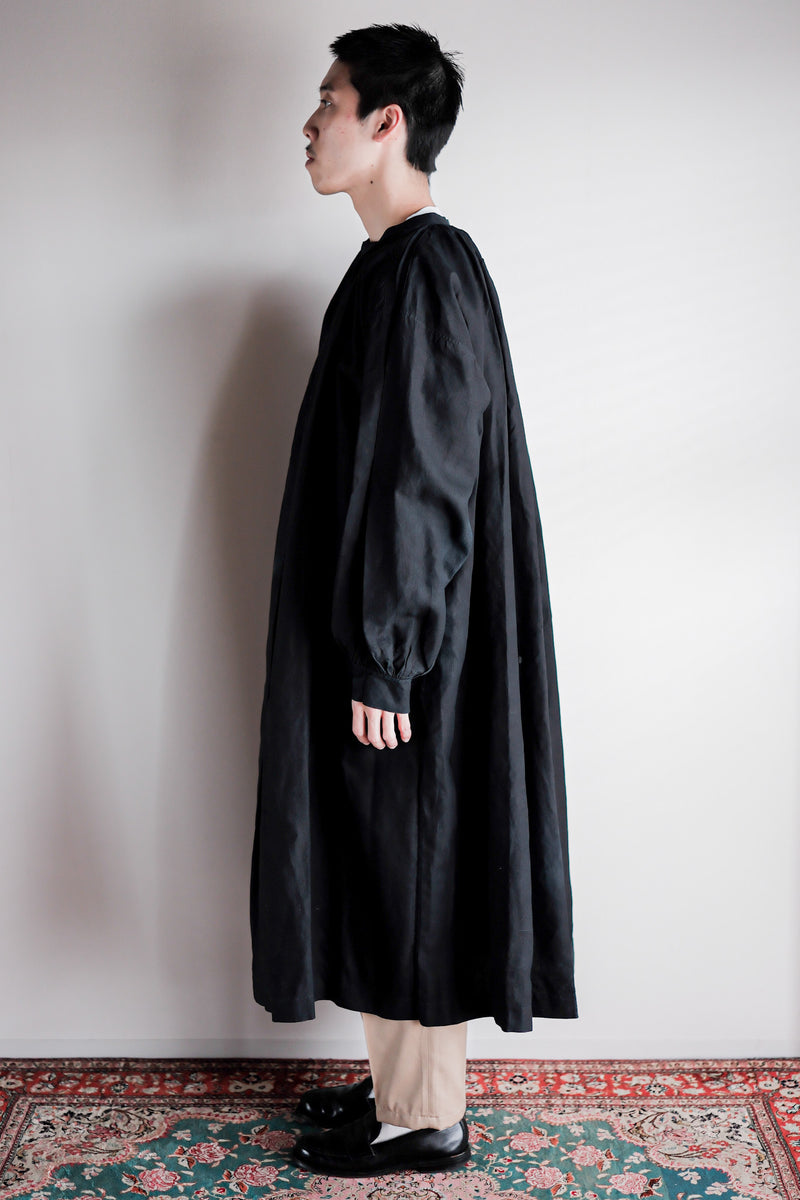 [ต้น 20 C] ผ้าลินินอินดิโก้โบราณฝรั่งเศส smock "biaude"