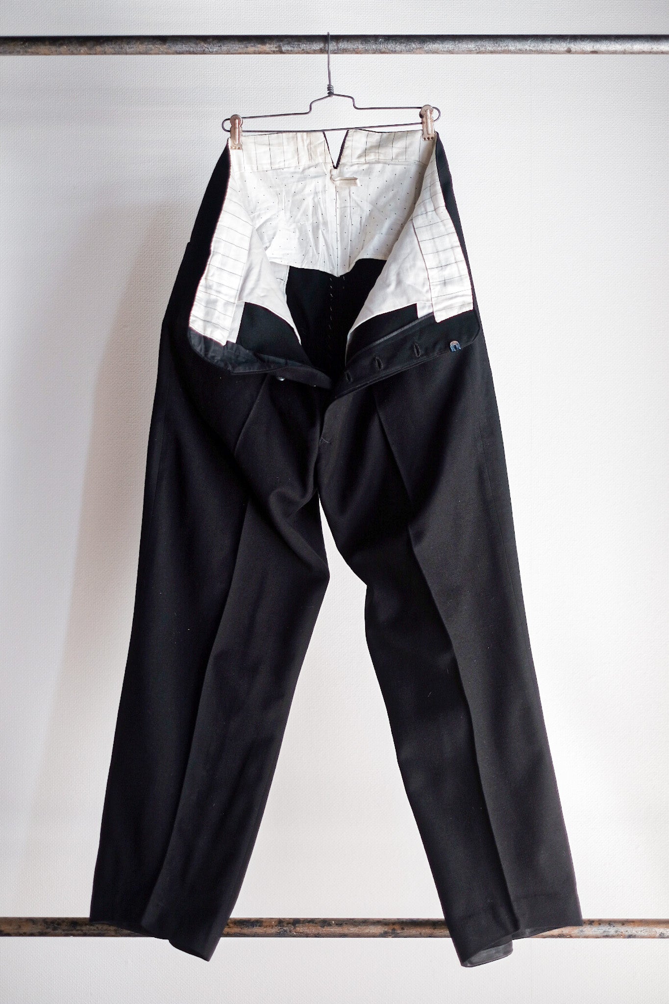 【~40's】German Vintage Black Wool Trousers