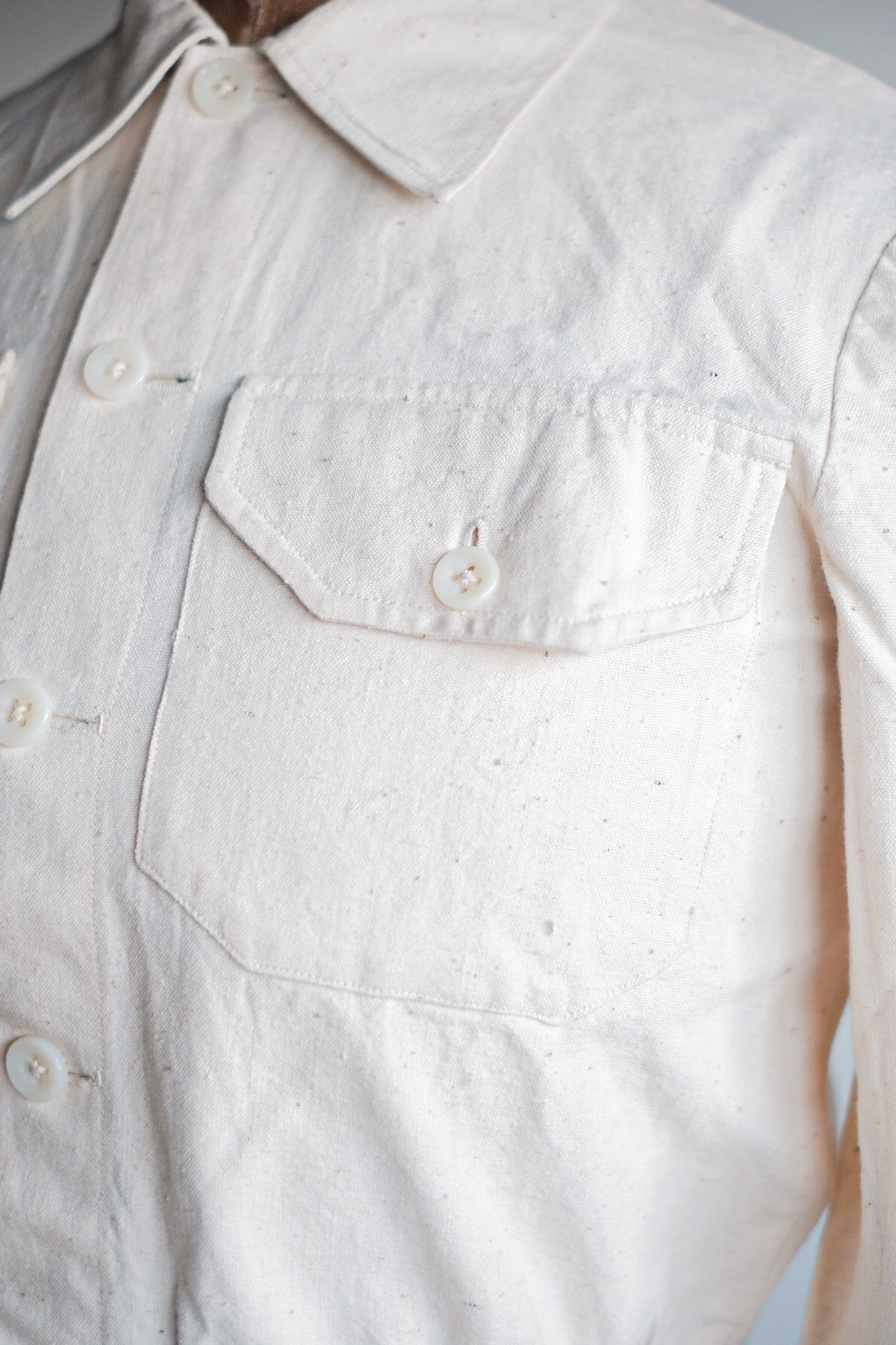 [~ 30's] French Vintage Natual Cotton Summer Jacket "Dead Stock"