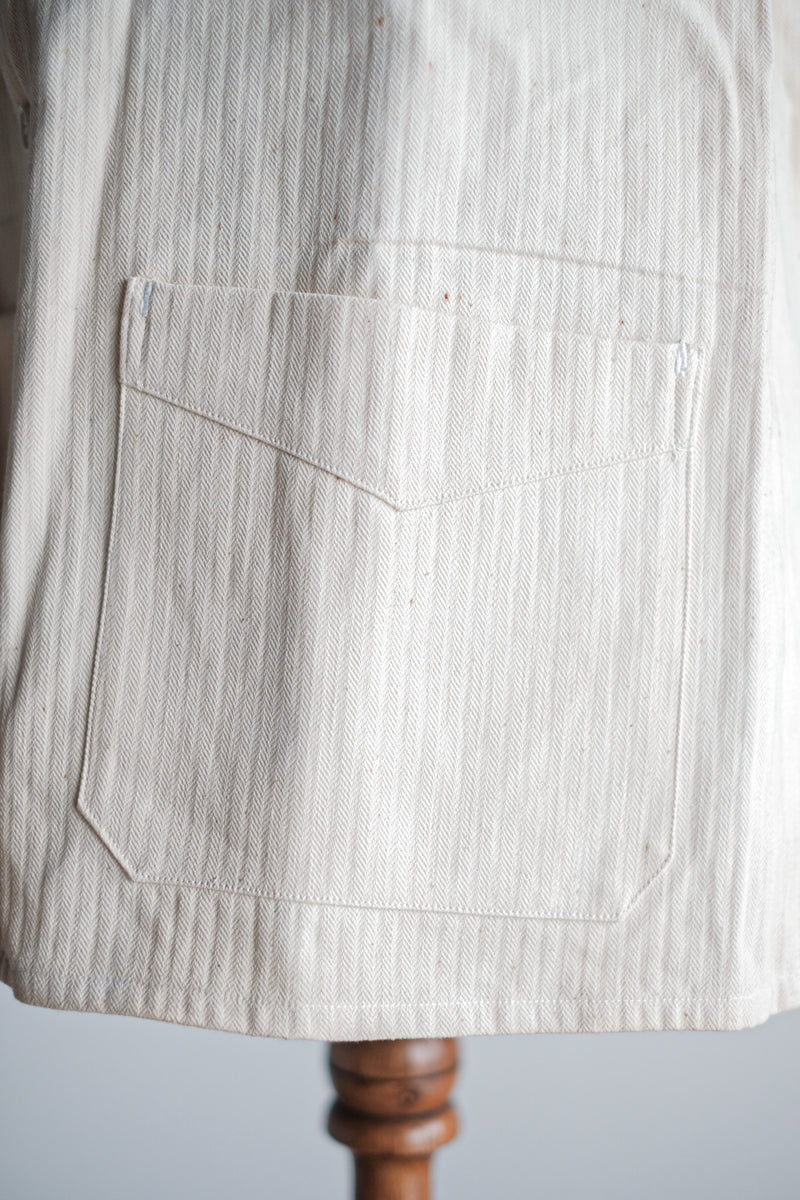 【~40’s】French Vintage White Cotton HBT Work Jacket “Dead Stock”