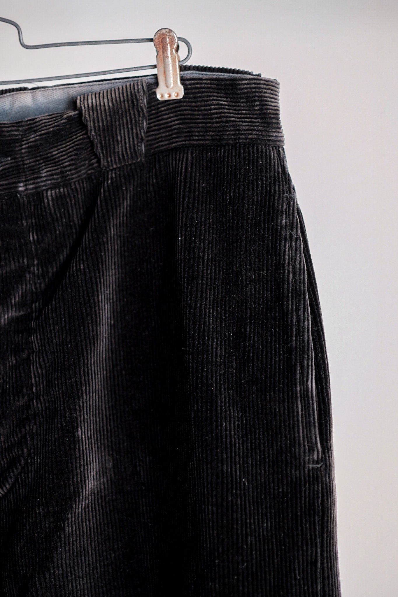 【 ~ 40's 】 French Vintage Dark Brown Corduroy Work Pants