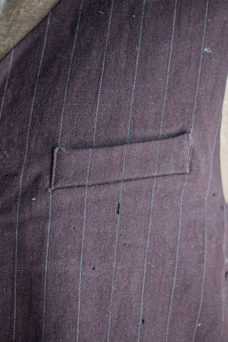 [~ 40's] French Vintage Brown Work Gilet ทำงาน