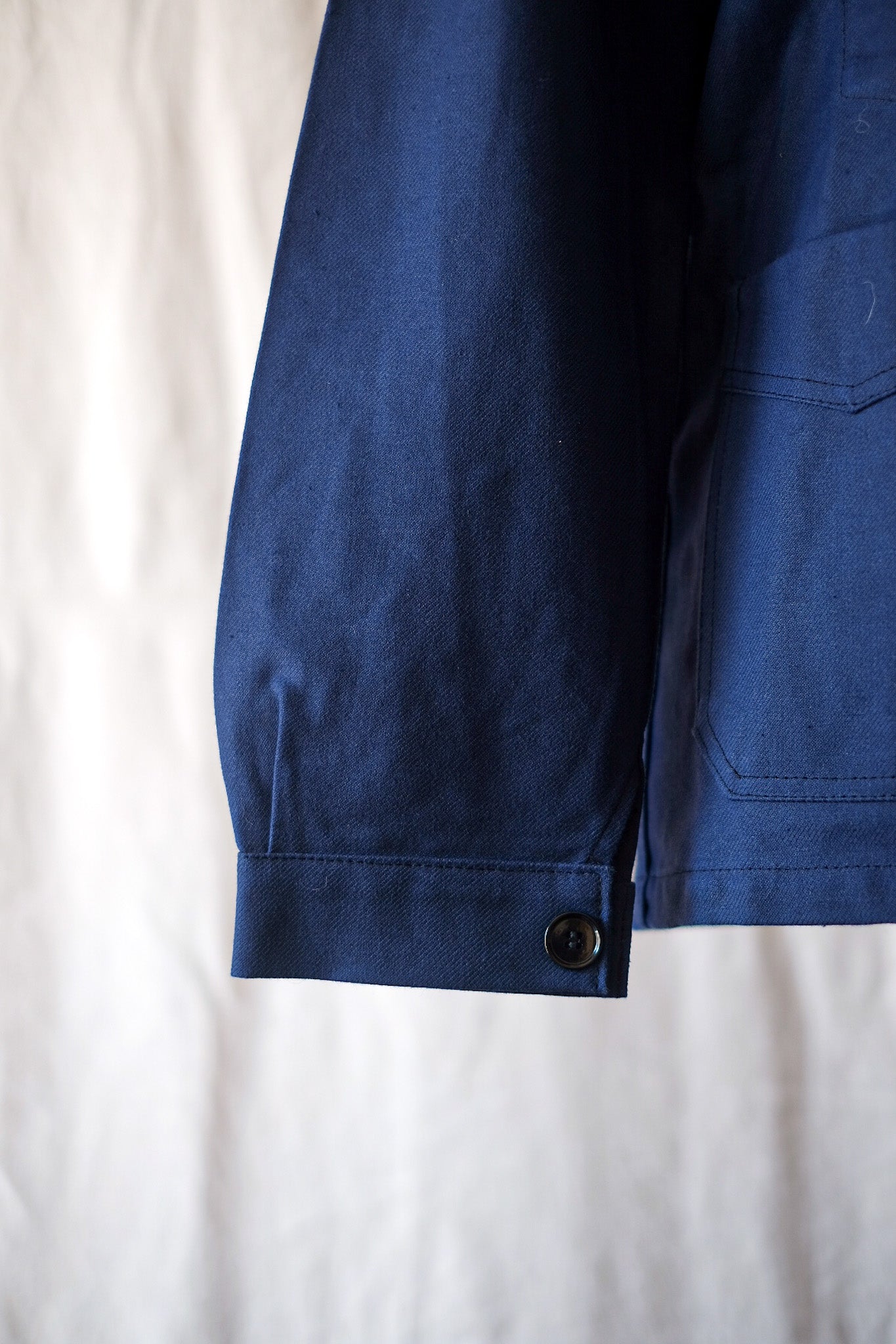 [~ 50's] French Vintage Blue Cotton Twill Work Jacket "Dead Stock"