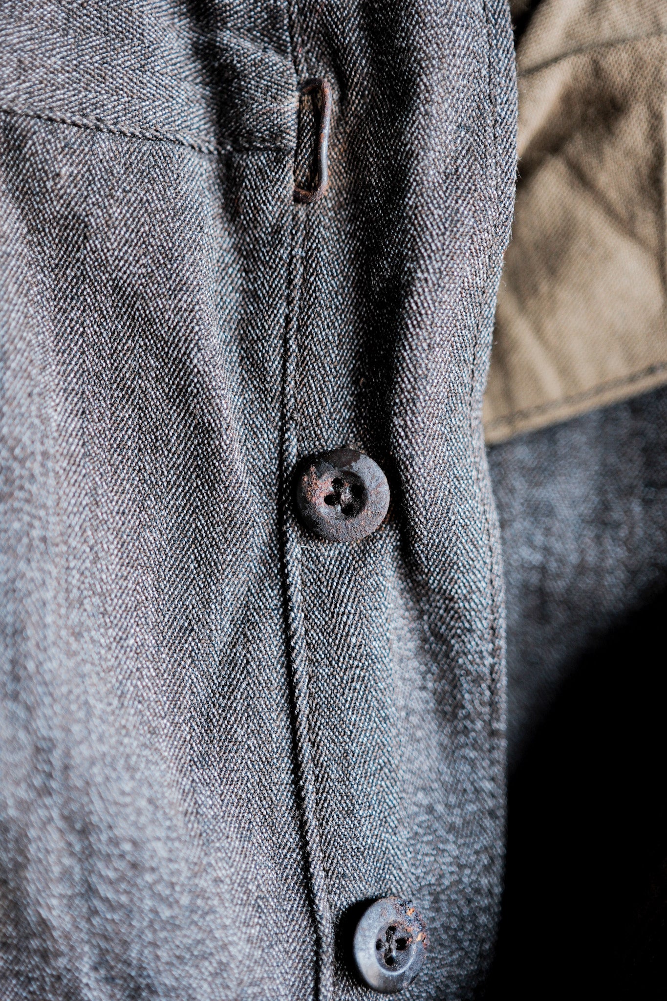 ［~20's］French Vintage Brown Salt & Pepper Cotton HBT Work Pants
