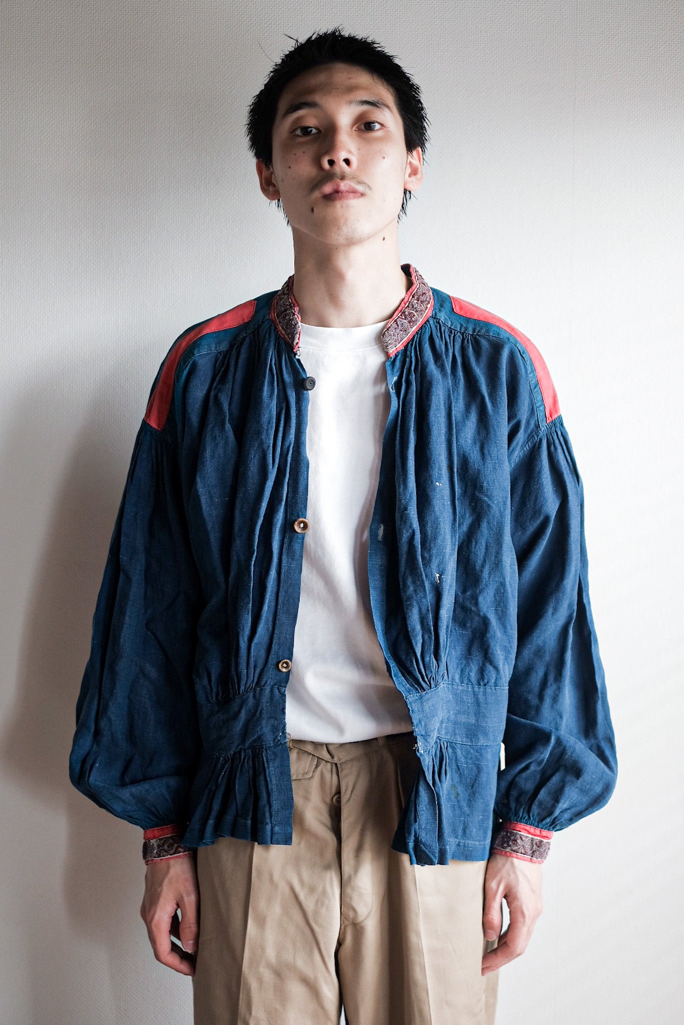 ［Late 19th C］French Antique Indigo Linen Fireman Bourgeron Jacket
