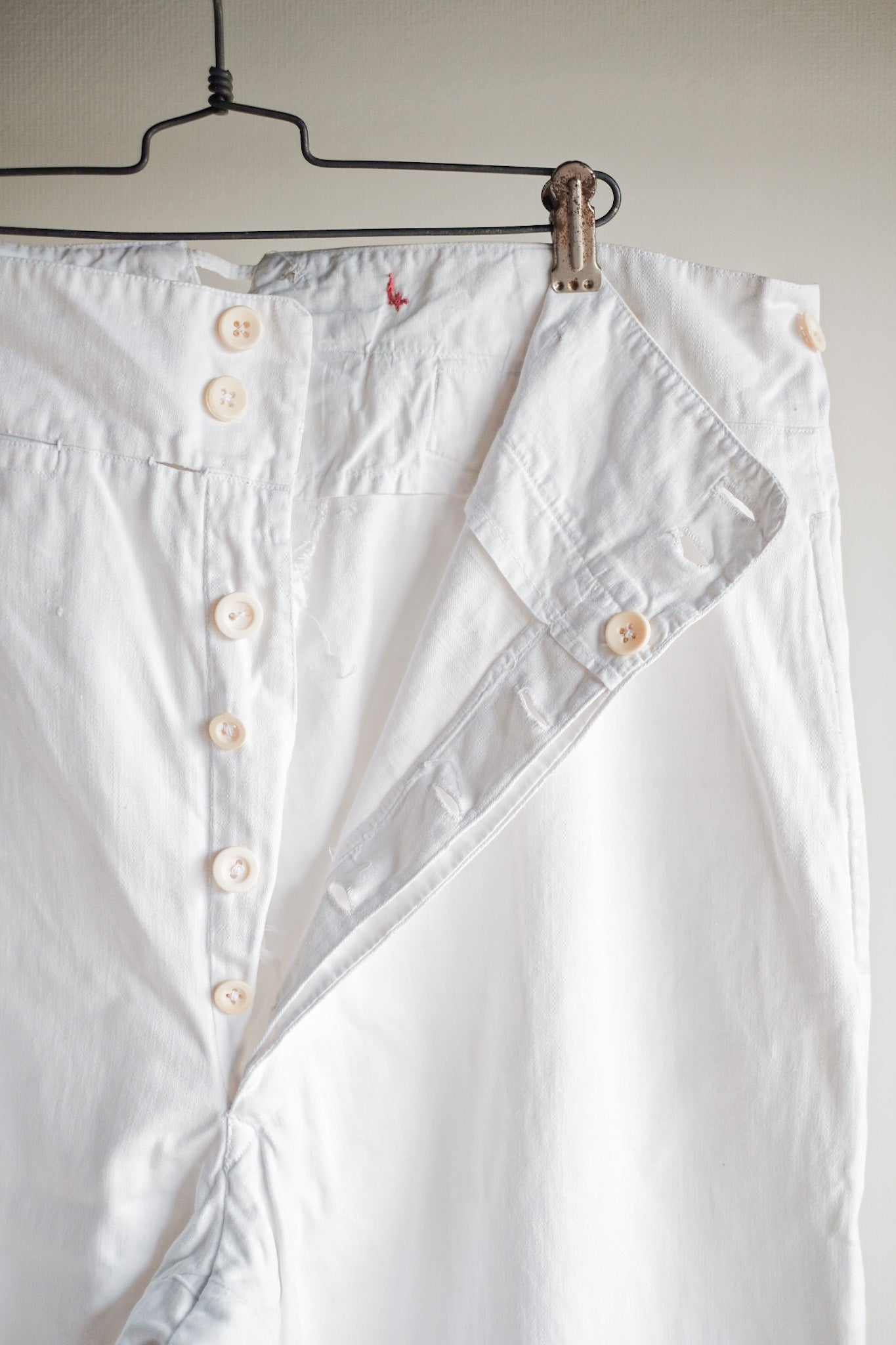 ［~30's］French Navy White Cotton Trousers