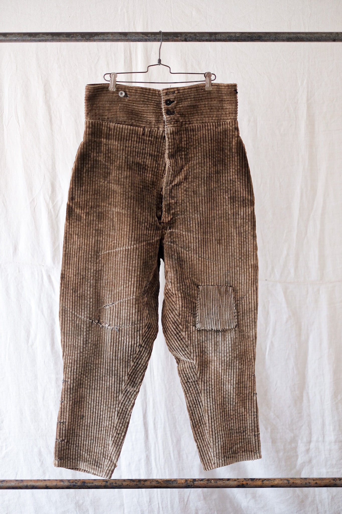 【~30's】French Vintage Brown Corduroy Work Pants "Adolphe Lafont"